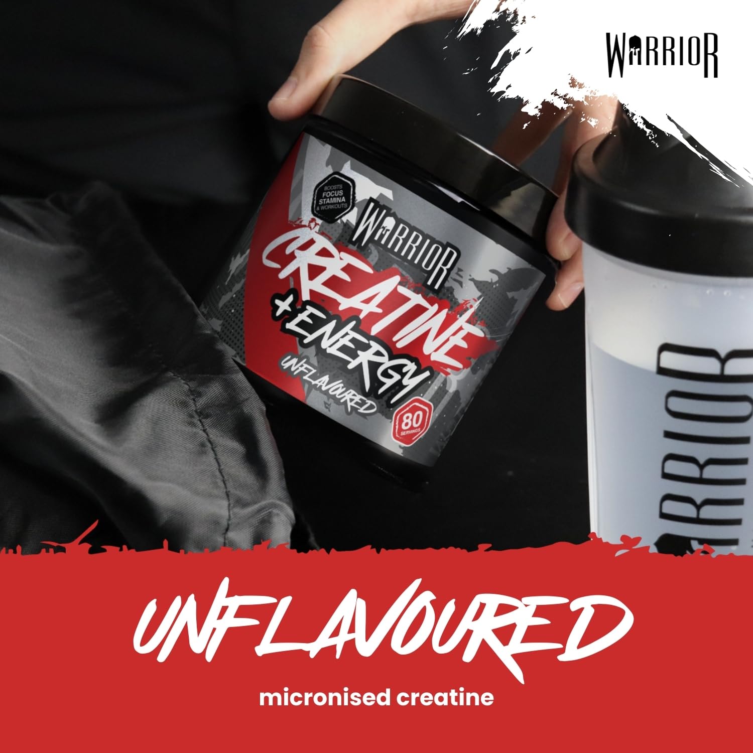 Warrior Creatine Monohydrate Powder + Energy - 360g (80 Servings) | Muscle Growth & Focus 4