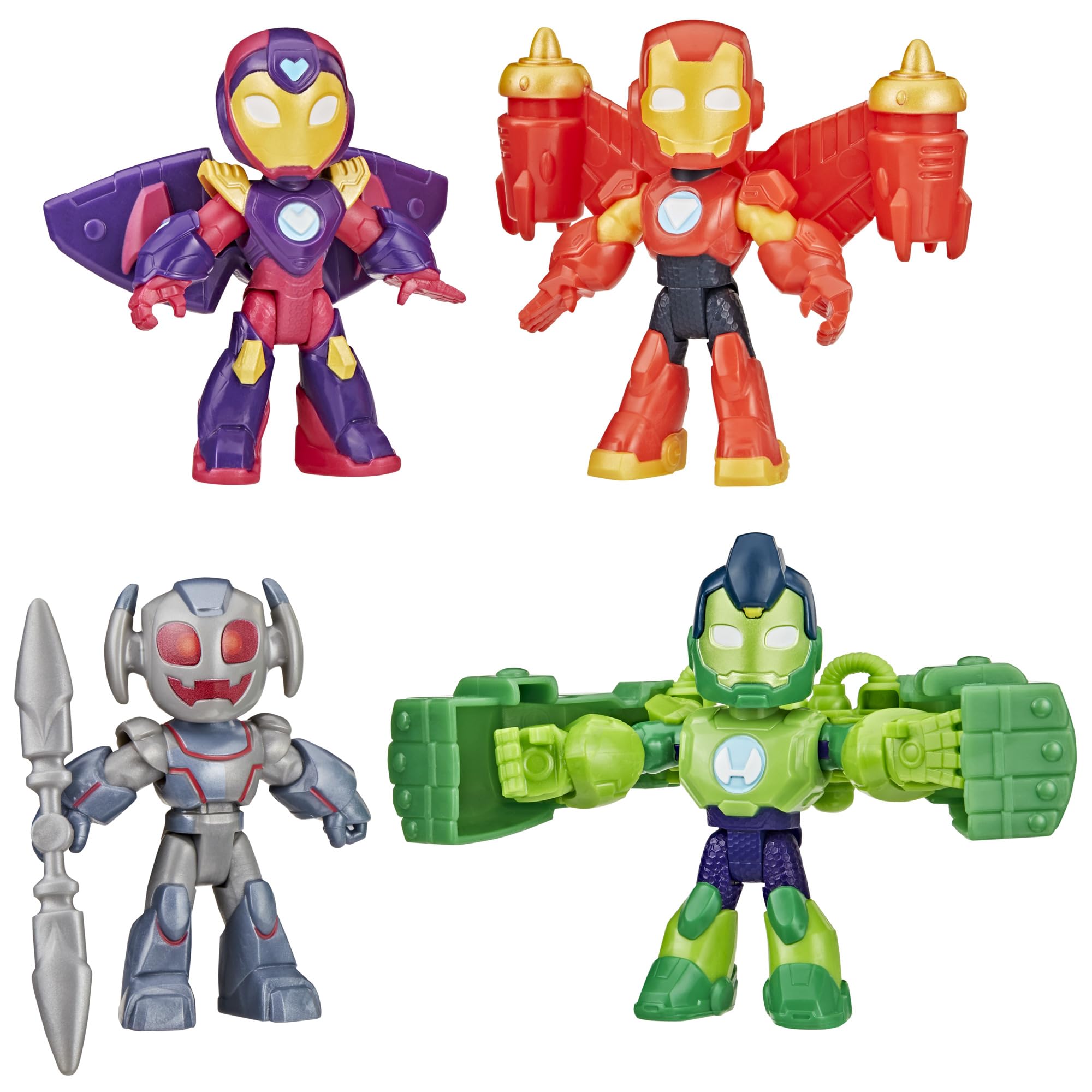 Marvel Iron Man Armor Figure Pack with Iron Hulk, Ironheart, Ultron | Ages 3+