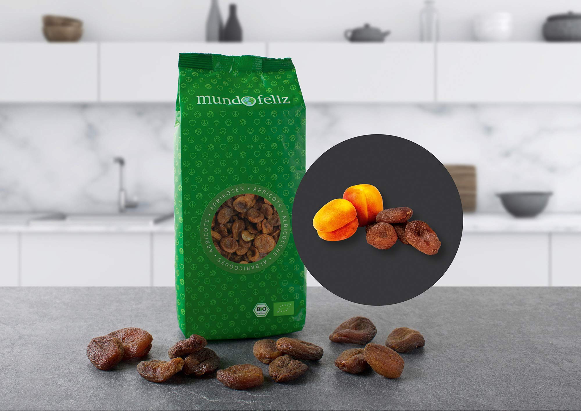 Mundo Feliz Organic Dried Pitted Apricots - 1kg Total (2 x 500g Pack) | Unsweetened, Vegan 4