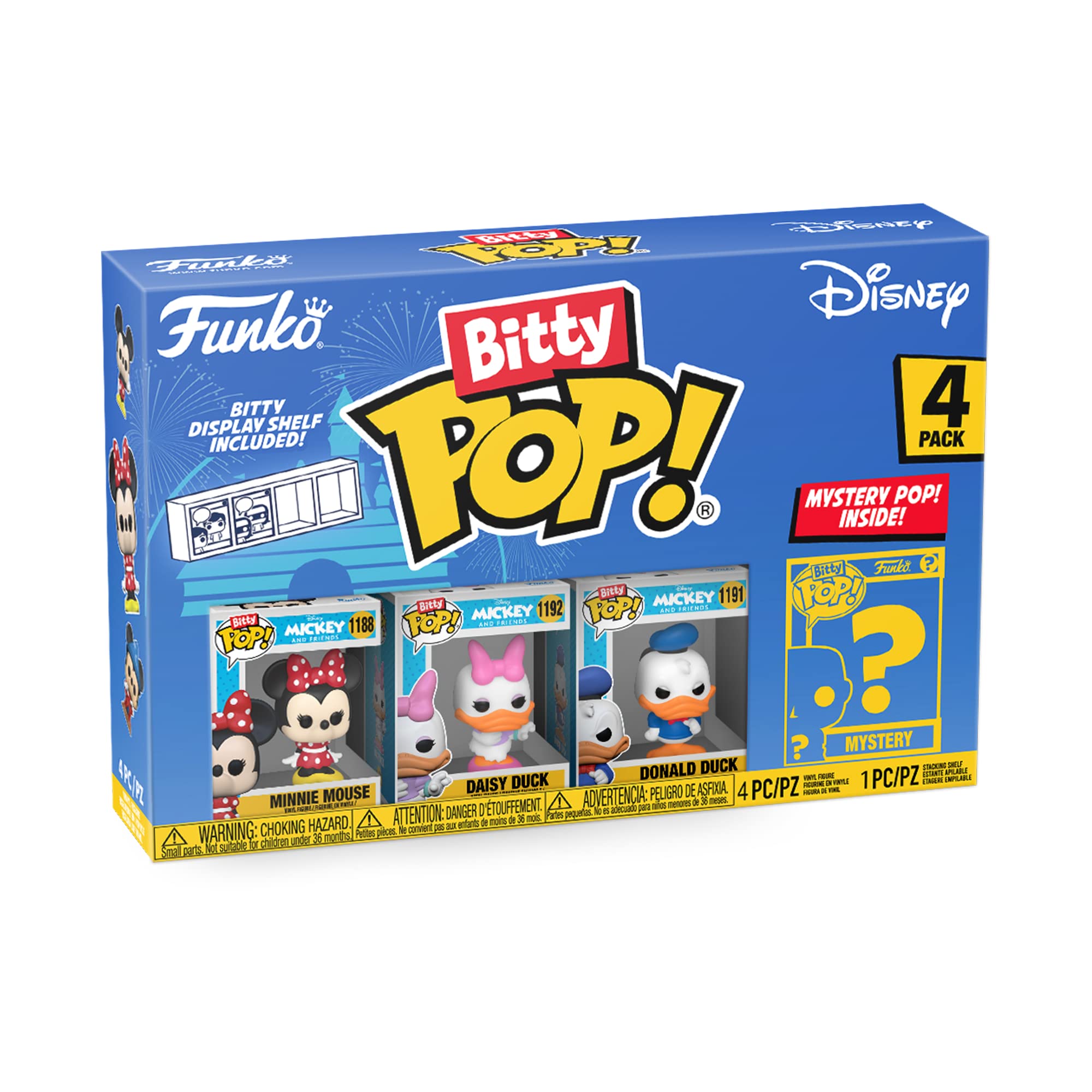 Funko Bitty POP! Disney - Minnie Mouse (Red Dress), Daisy Duck, Donald Duck & Mystery Figure Vinyl Set 33