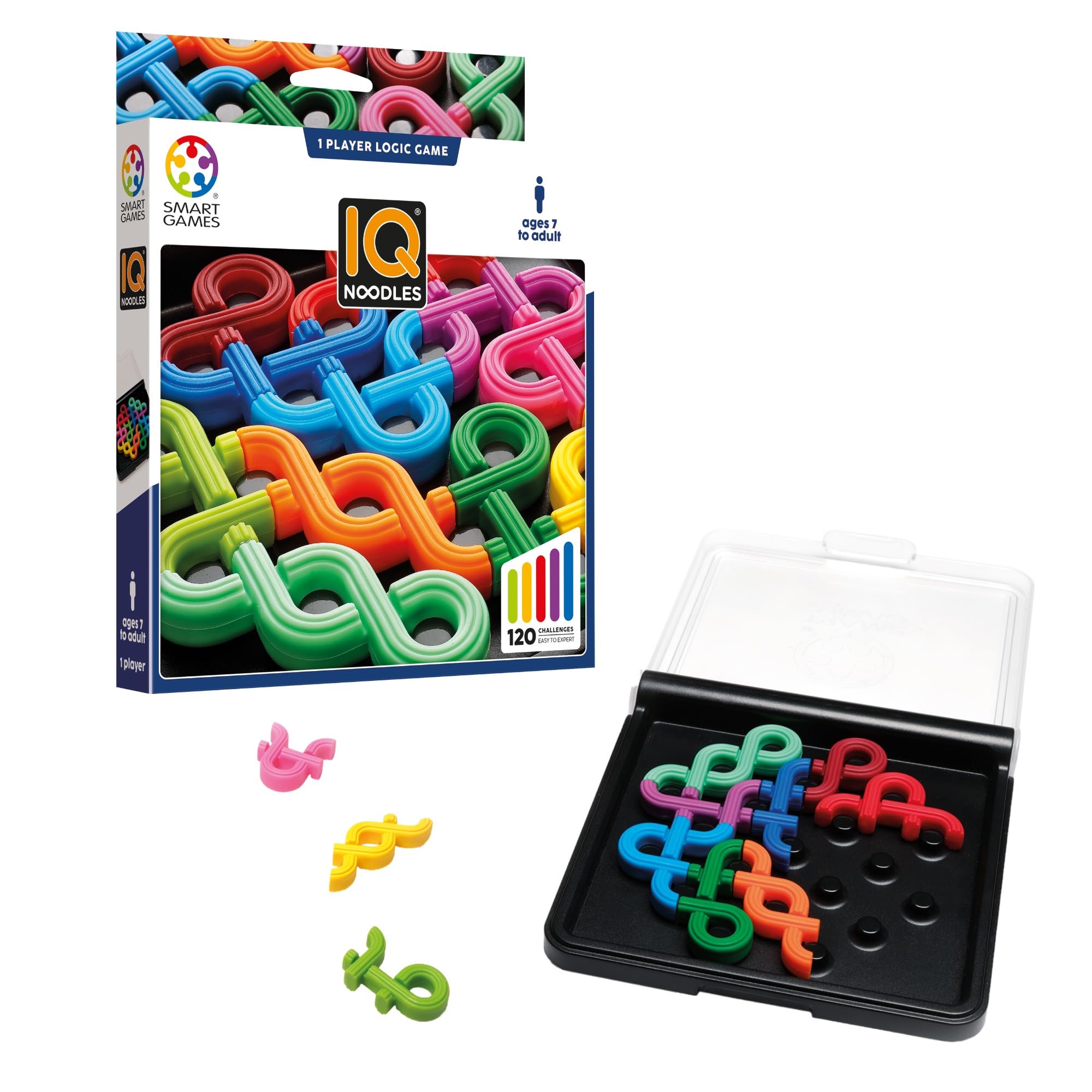 SmartGames IQ Noodles Puzzle Game with 120 Challenges for Ages 7+