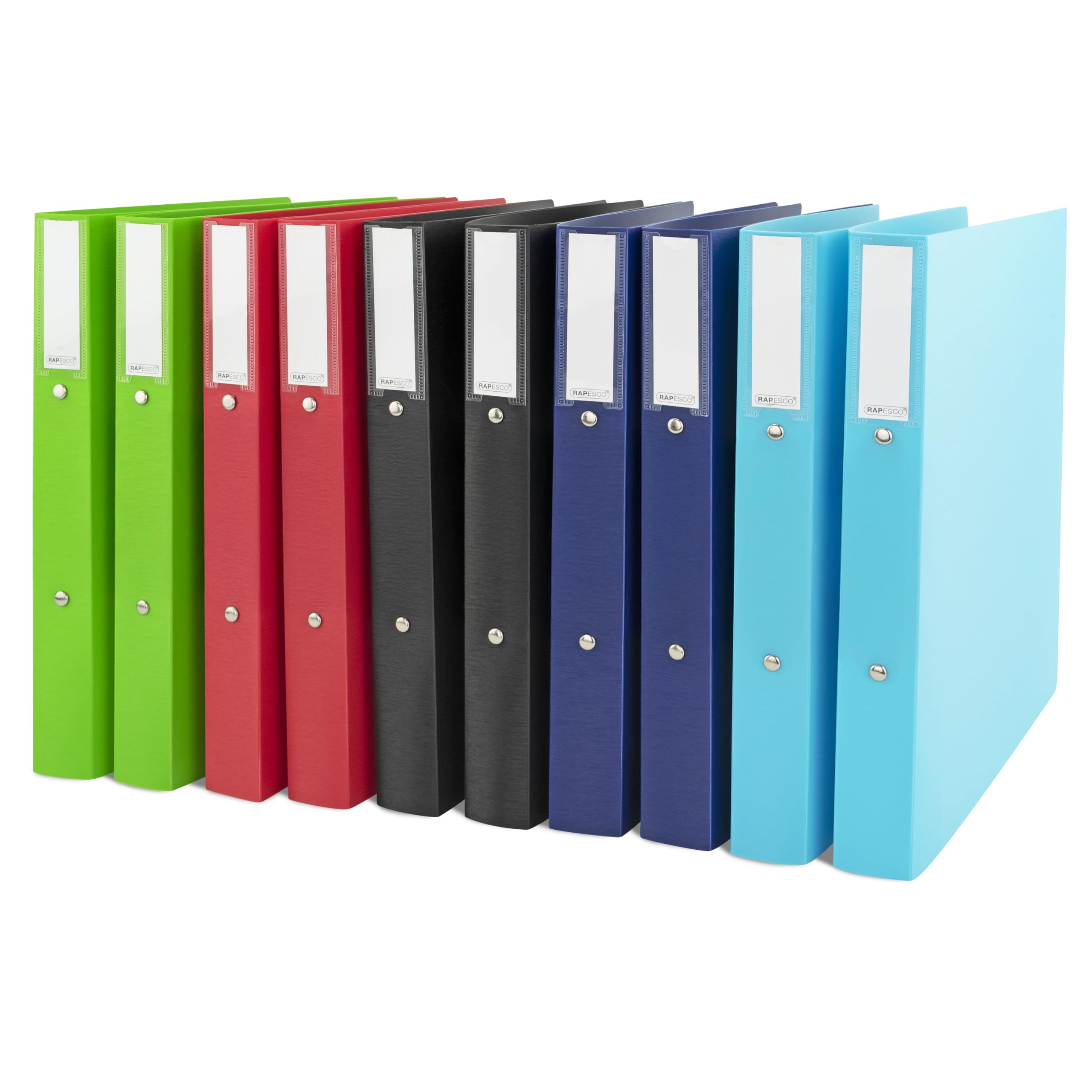 Rapesco 1826 ECO 2-Ring O-Ring Binder - 38mm Spine, A4, Assorted Colours, Pack of 10