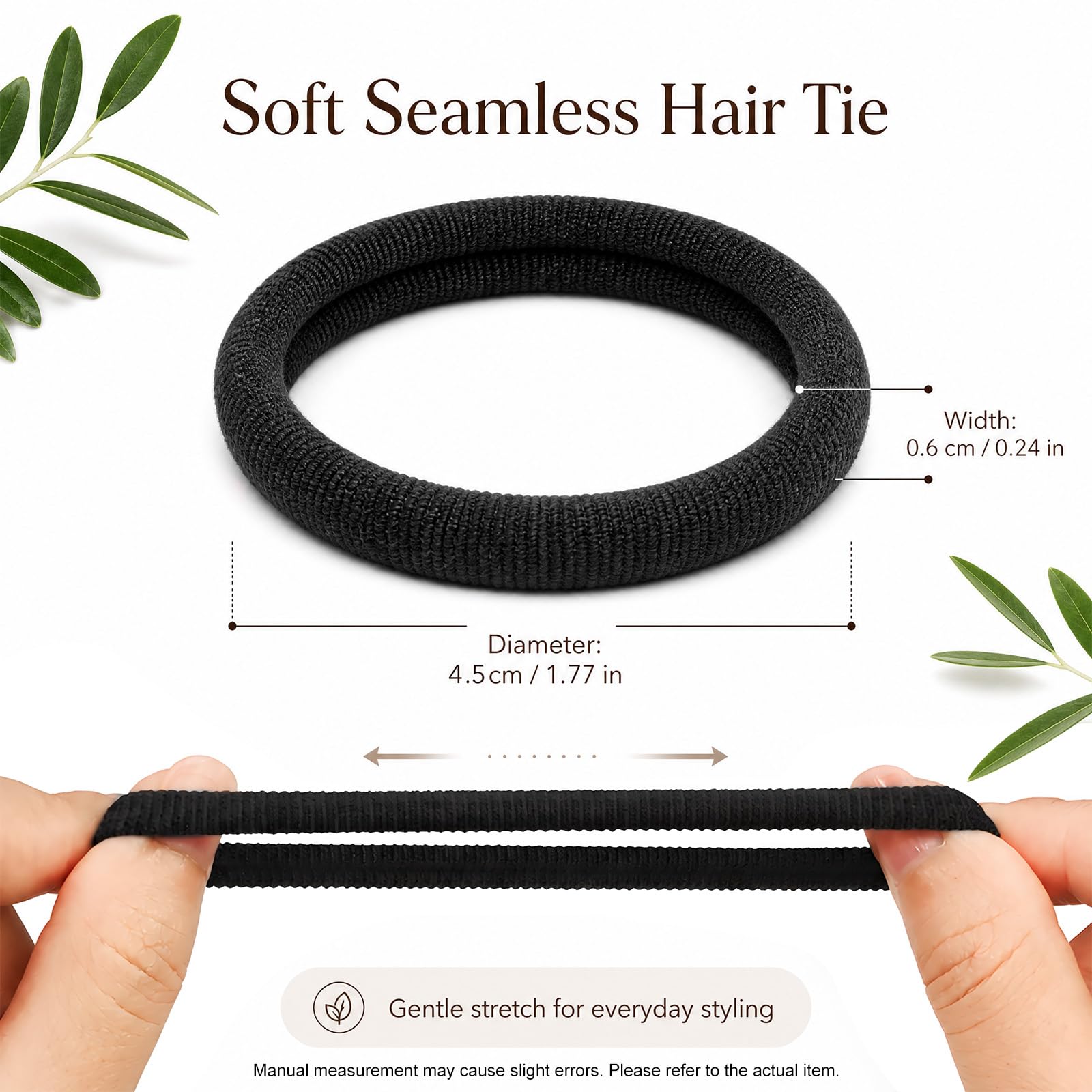 Admygo Seamless Thick Hair Ties - 30 Pack Black Elastic Hair Bands for All Hair Types