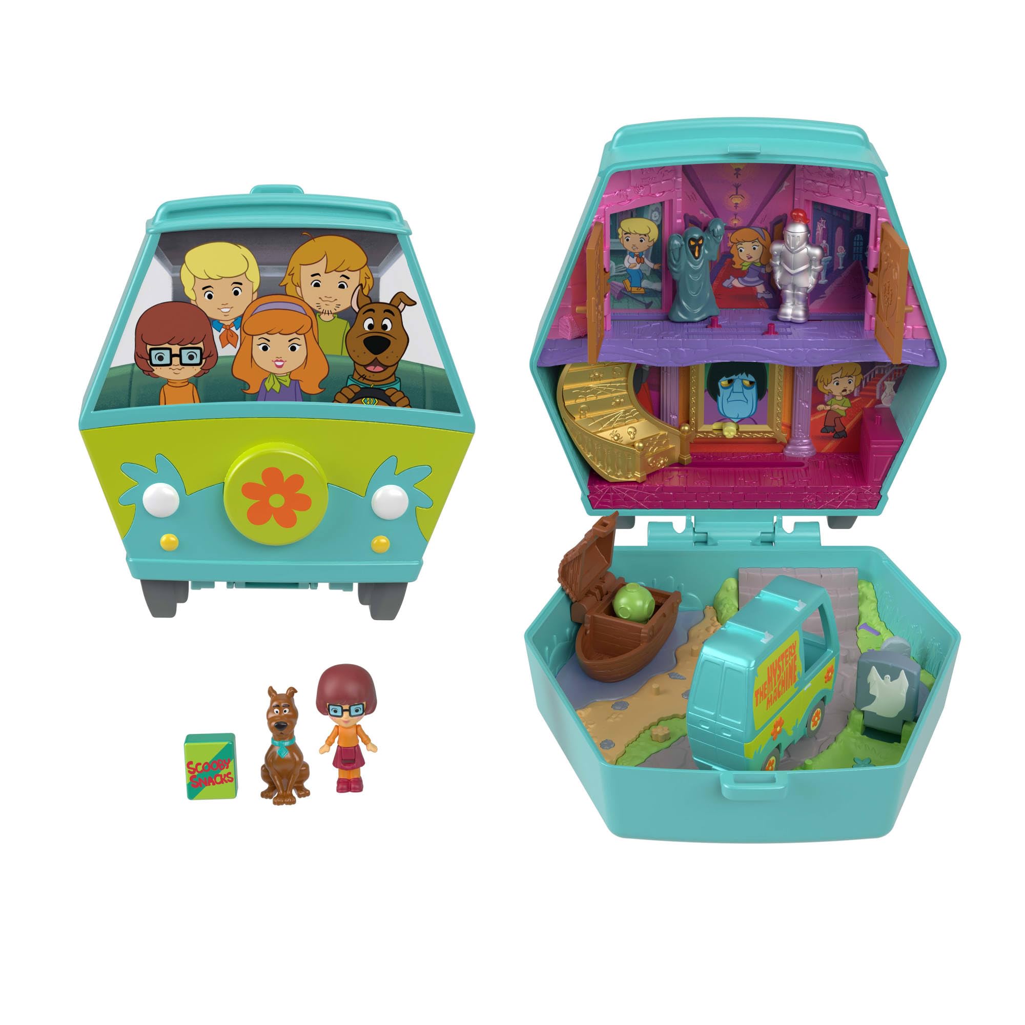 Polly Pocket Scooby-Doo Mystery Machine Compact Playset with Velma & Scooby Dolls | Ages 4+