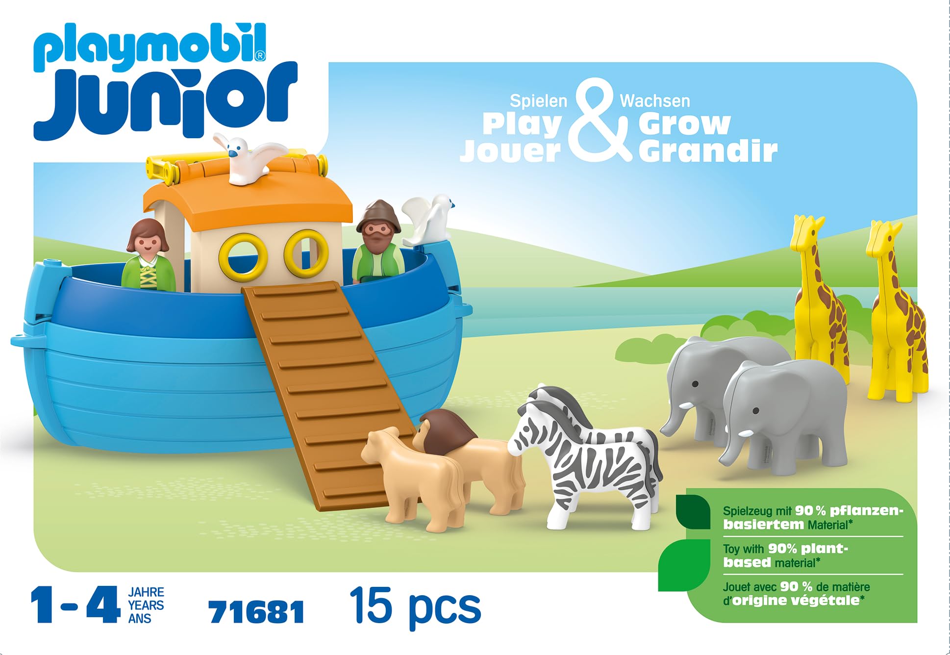 PLAYMOBIL 71681 JUNIOR My Take Along Noah's Ark - Portable Animal Playset for Toddlers 12 Months+ 4