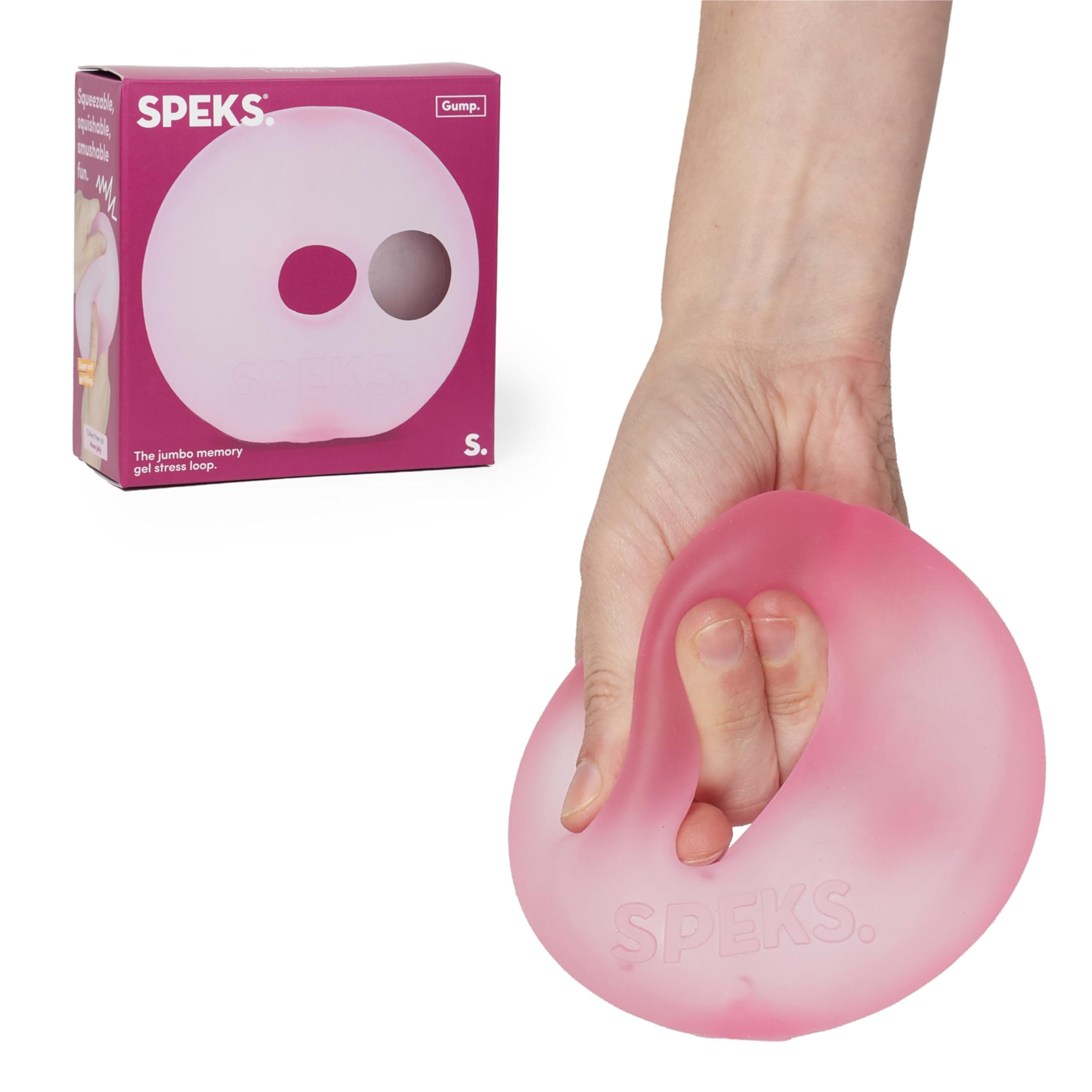Speks Gump Jumbo Loop Gel-Filled Stress Ball - Ultra-Squishy Fidget Toy | Pink | Large 1 Loop