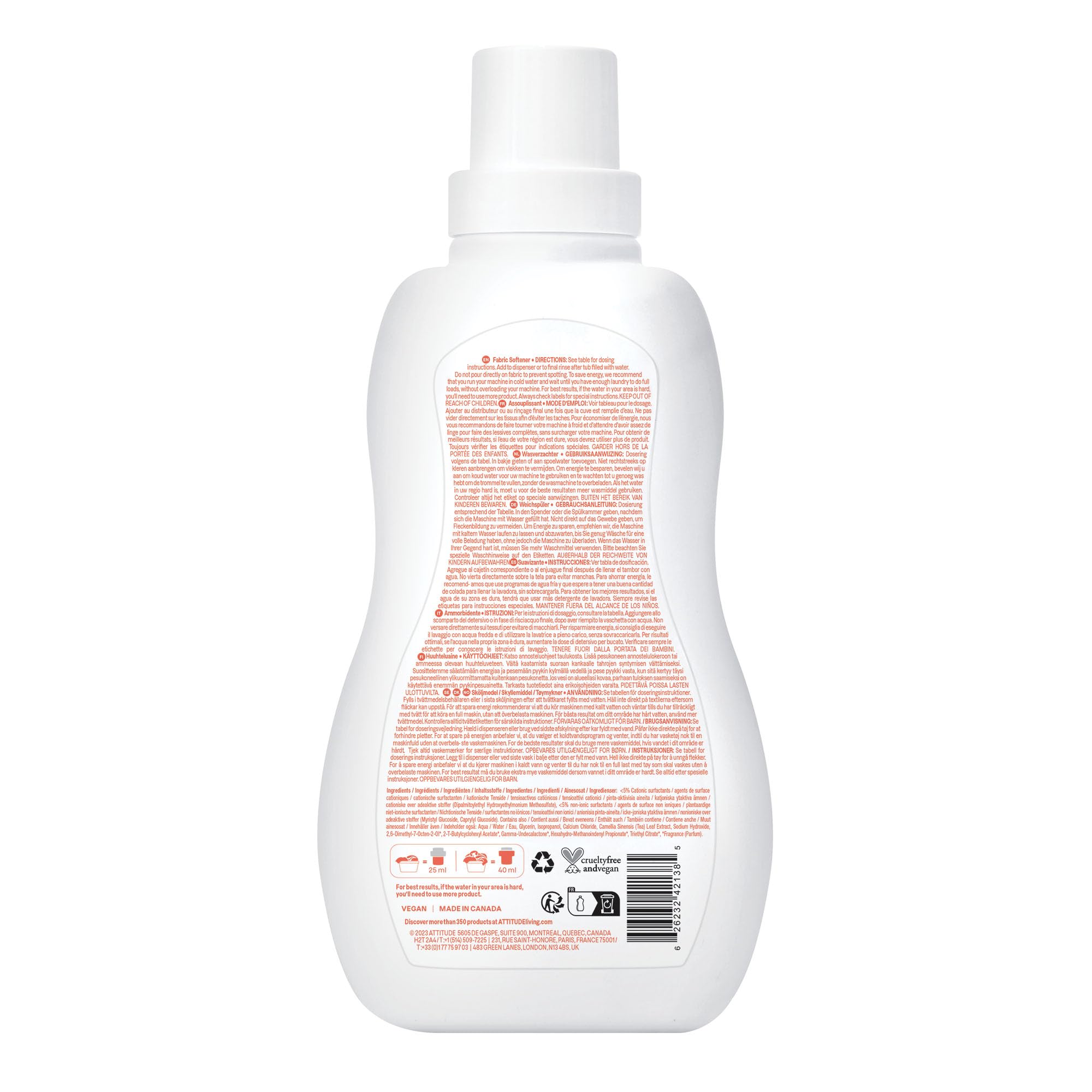 ATTITUDE Baby Fabric Softener Liquid - EWG Verified, Natural Origin, Dermatologically Tested 4