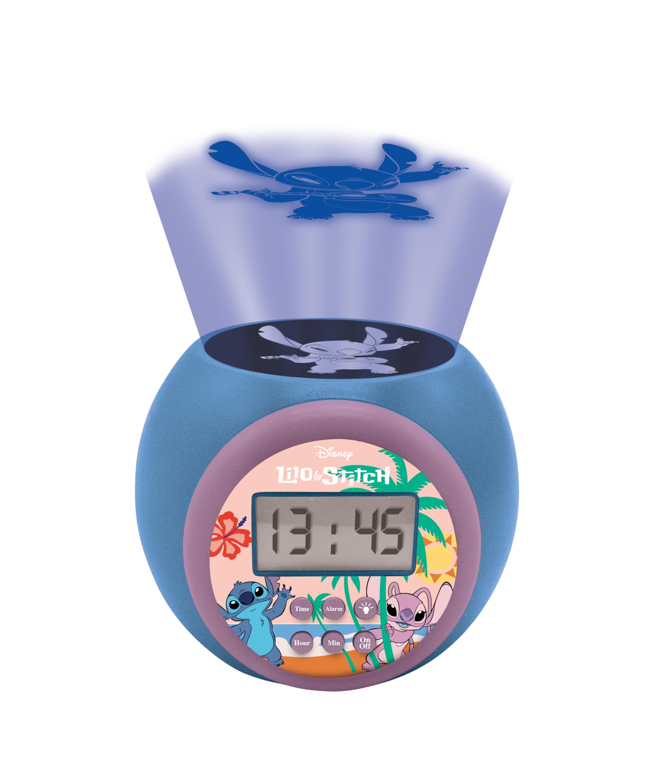 LEXIBOOK Disney Stitch Projector Alarm Clock with Snooze Function | Blue Plastic 3