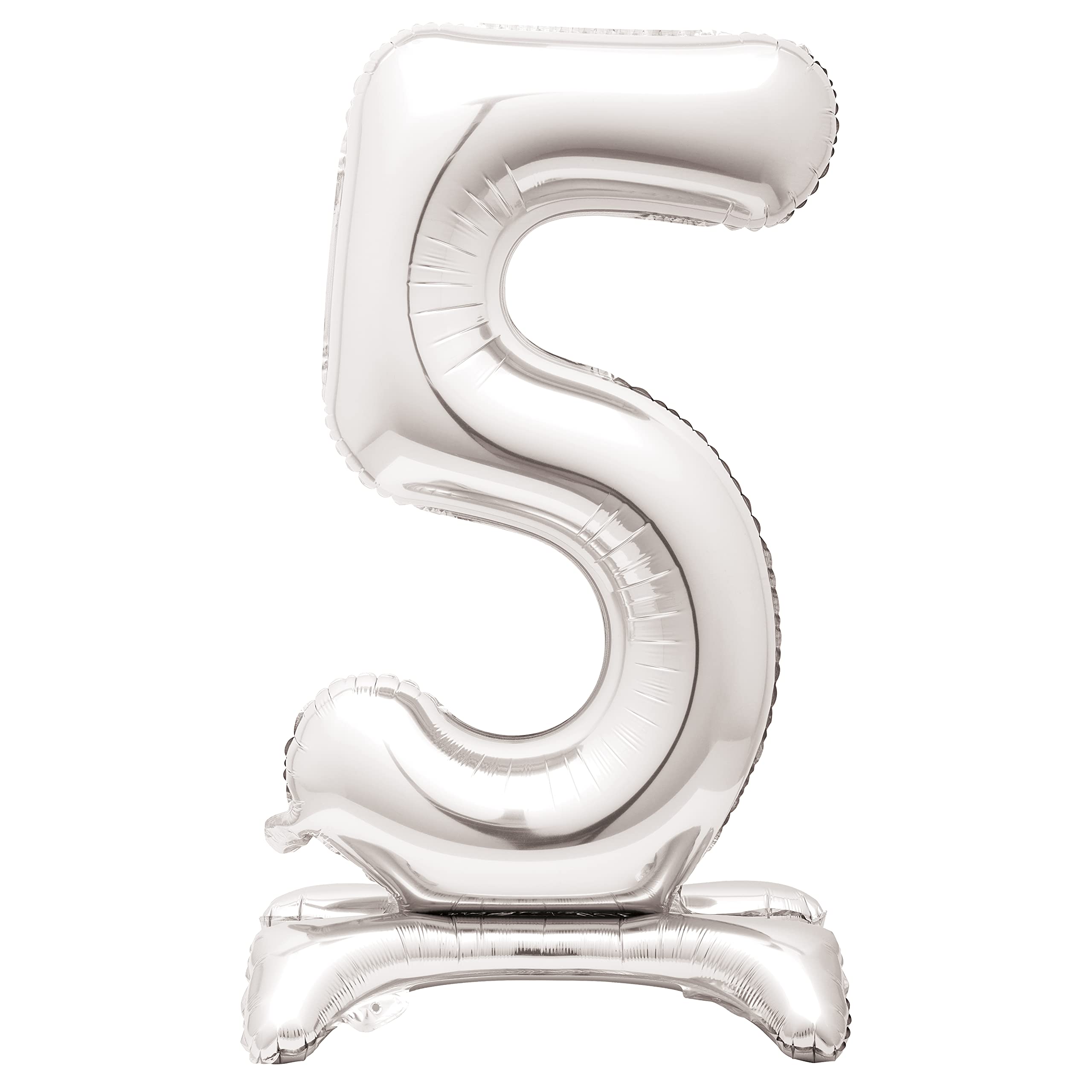 Majestic Silver Number 5 Foil Balloon - Elegant Party Decor for Milestone Celebrations