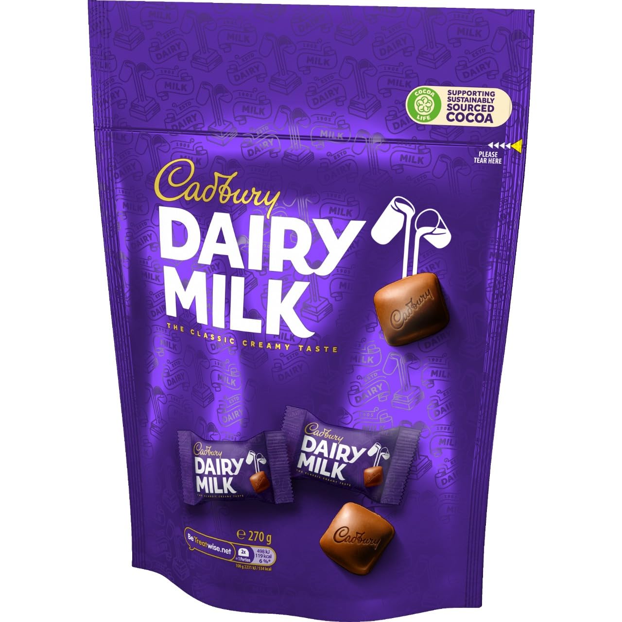 Cadbury Dairy Milk Chocolate Chunk Pouch - Creamy Milk Chocolate Pieces, 270g 3
