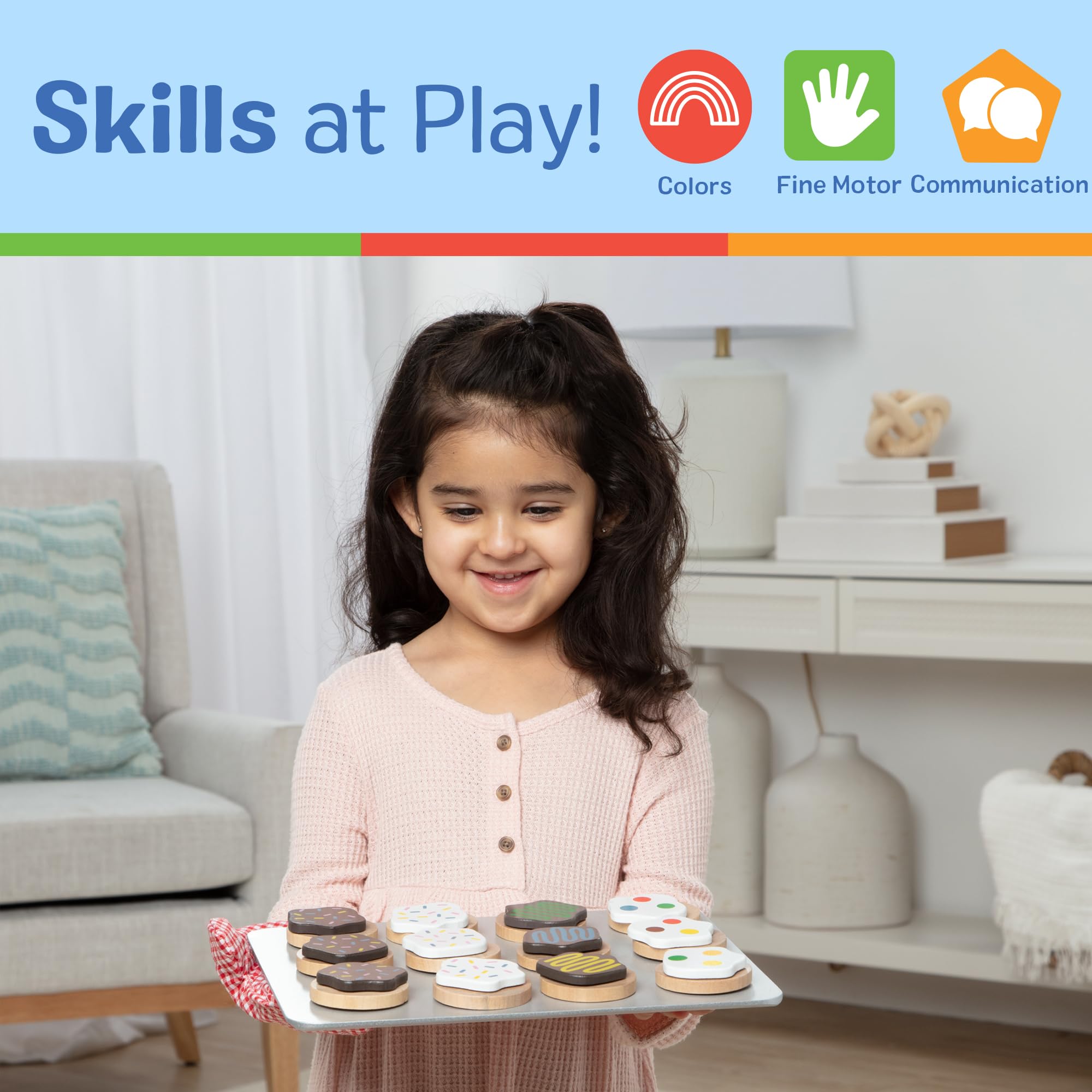 Melissa & Doug Slice and Bake Wooden Cookie Play Food Set | Ages 3-5 | Includes 12 Cookies 5