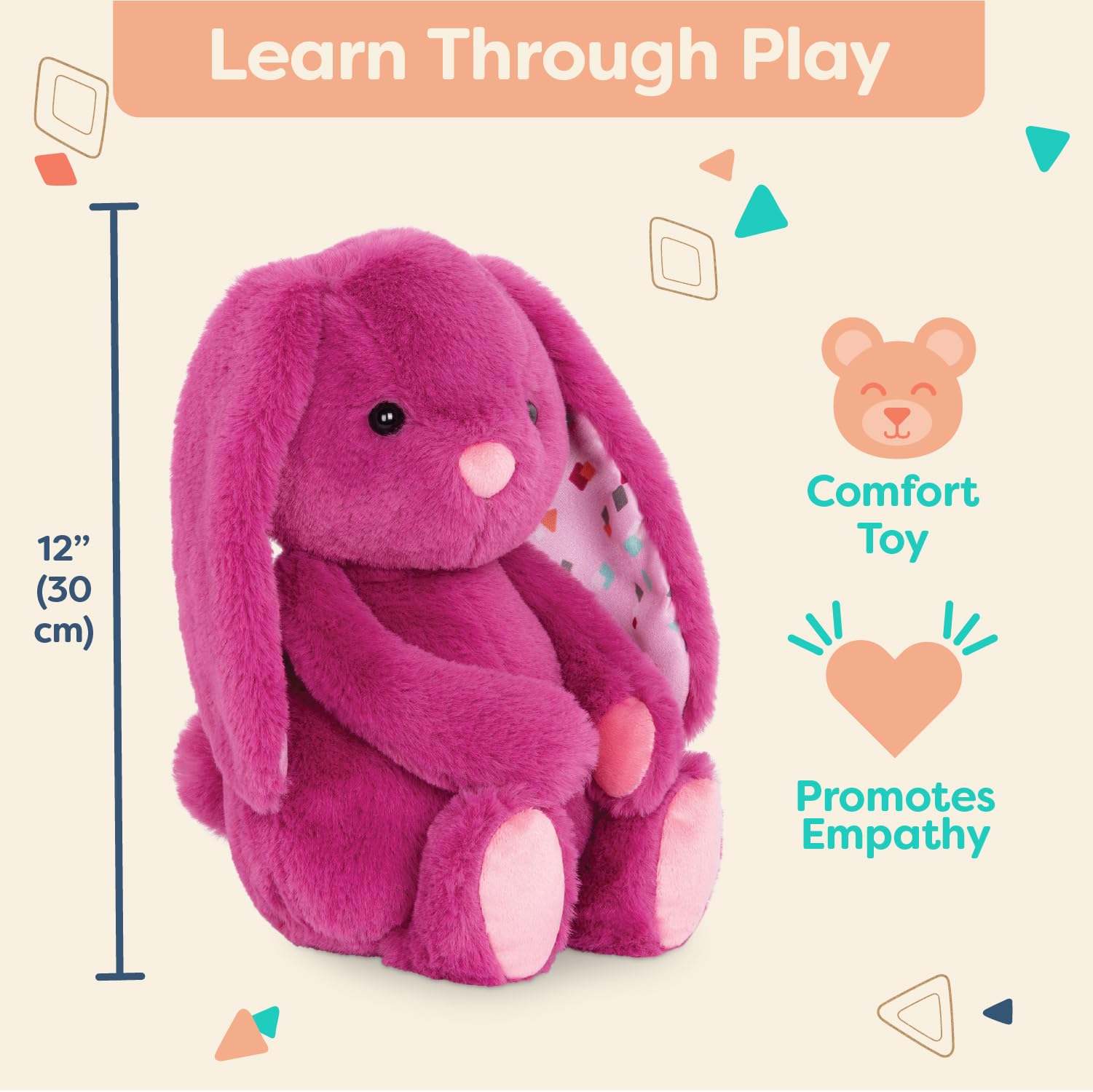 B. Toys Happy Hues Plush Bunny - Super Soft Stuffed Animal for Babies & Toddlers - Plumberry Pink 3