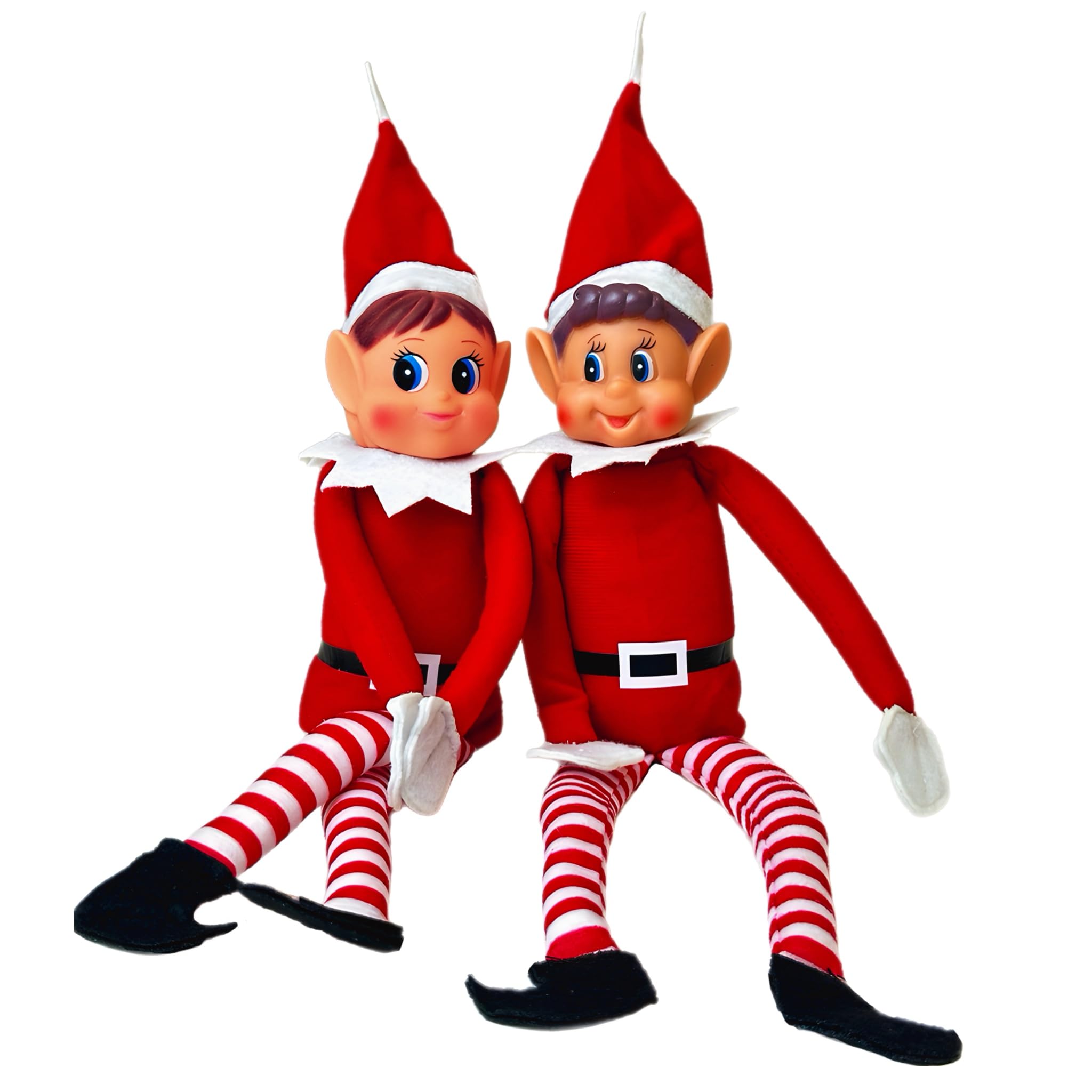 GLOW Elfie (Boy) and Elvie (Girl) Set - Naughty Christmas Elf Figures with Soft Body & Vinyl Face 10