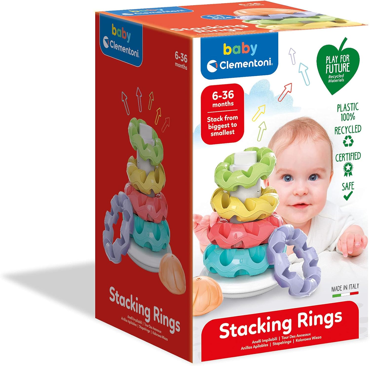 Clementoni Stacking Rings - Educational Baby Toy for 6 Months+ 5