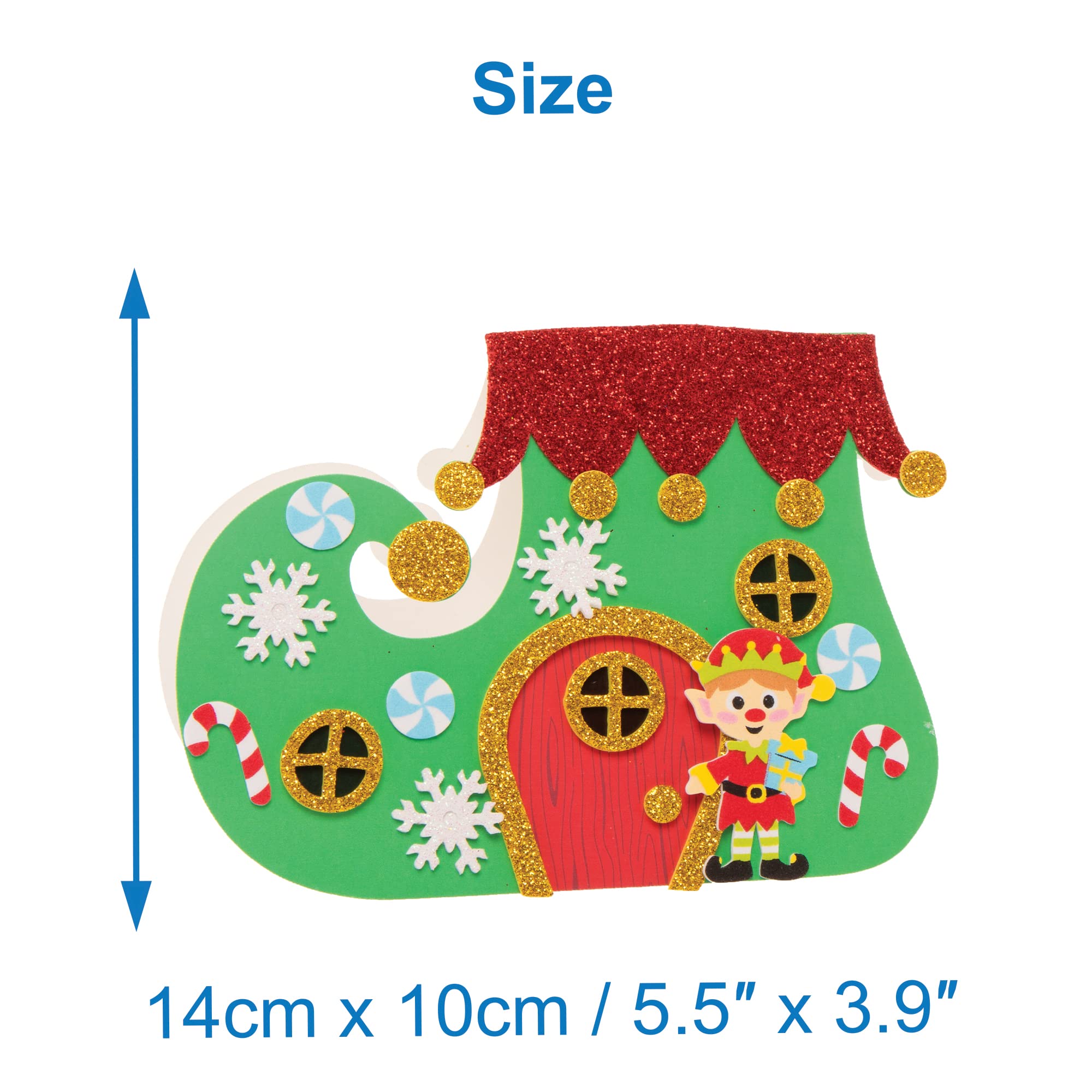 Baker Ross FE968 Christmas Elf Boot Card Kits - Pack of 6 Craft Kits for Kids 11