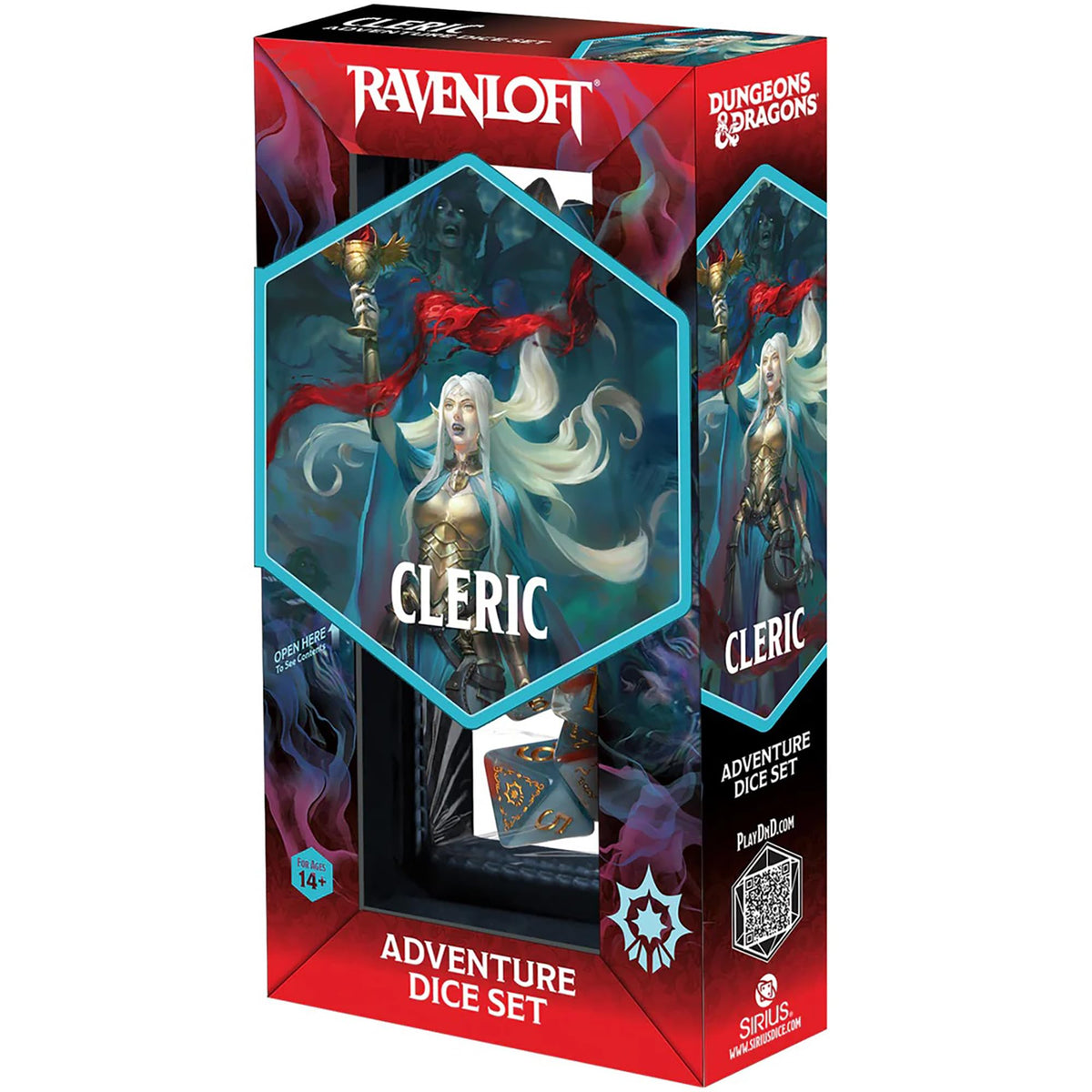 GTS Distribution D&D Cleric Polyhedral Dice Set - Light Blue & Red, 14-Piece