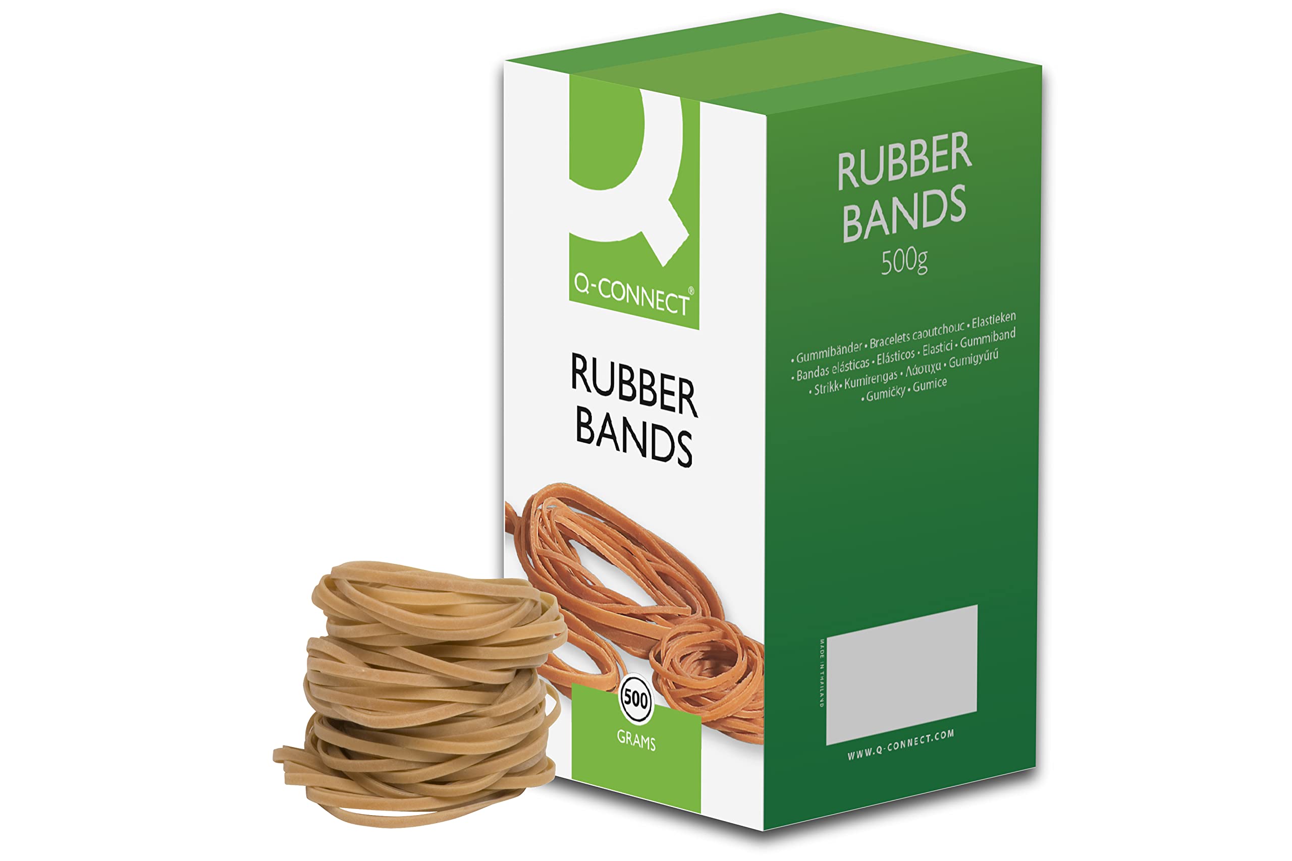 Q-Connect Rubber Bands No.33 88.9 x 3.2mm 500g KF10538, oak|green|beige|peach 1