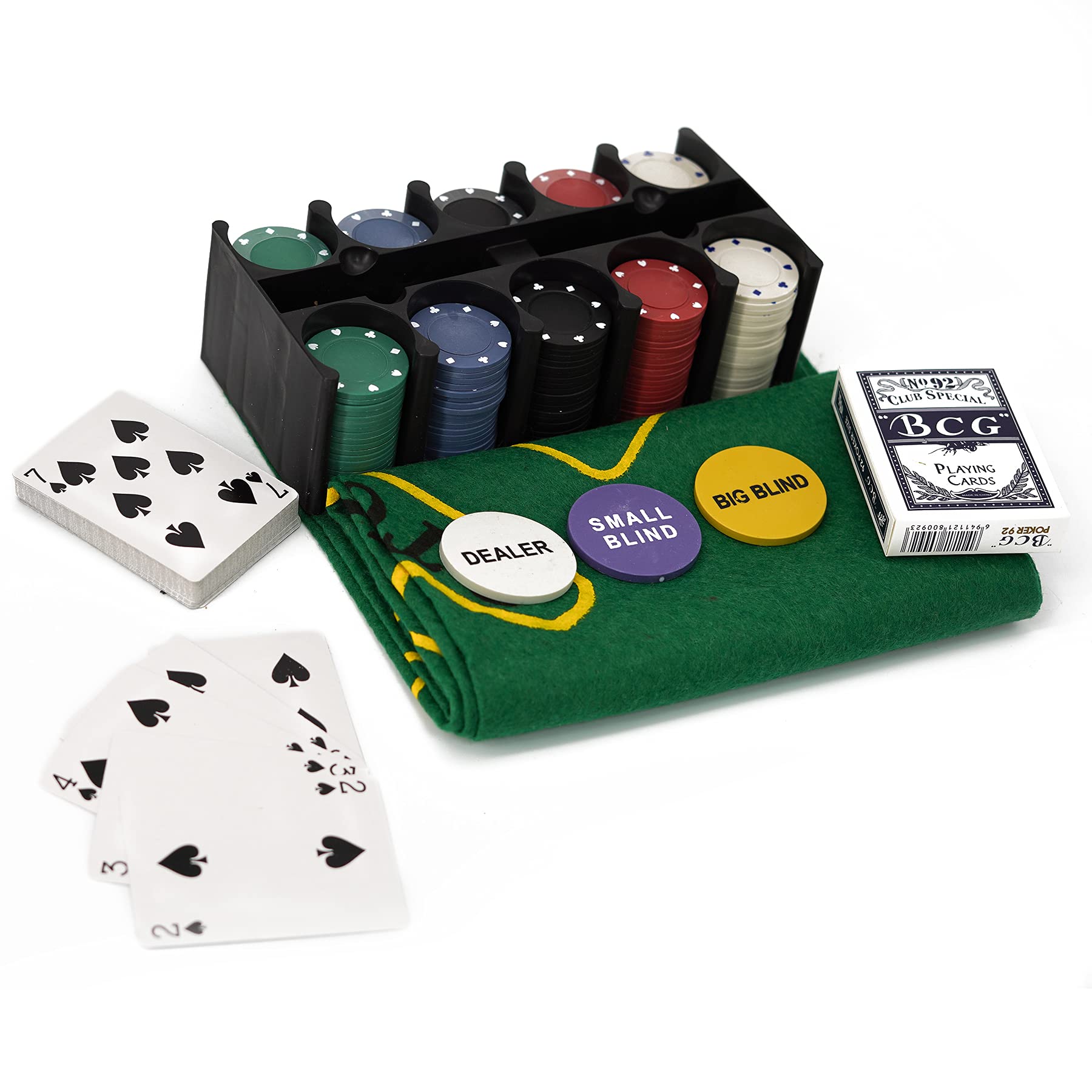Tanness 200 Pcs Casino Poker Set with Chips, Cards, and Playing Mat for Texas Hold'em and Blackjack
