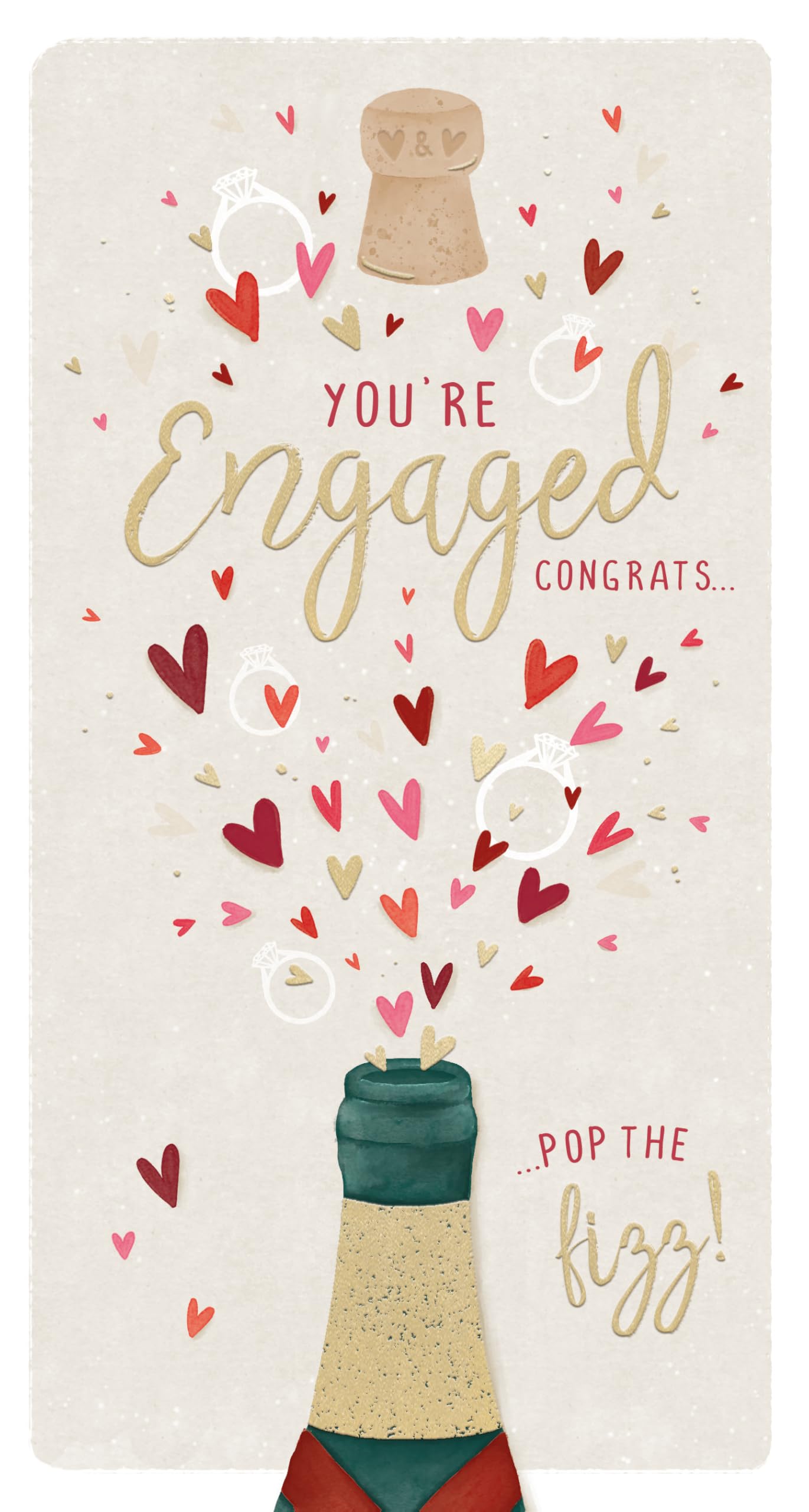 Wishing Well Luxury Gold Foil Engagement Card 'You're Engaged Congrats' | 5 x 9 Inches 1