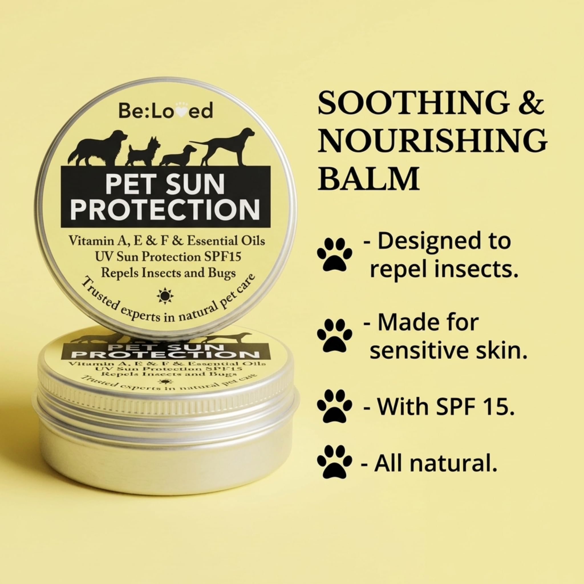 Be:Loved Be:Sunsafe Pet Sun Protection Balm - 60g | Natural Skin Shield | SPF 15