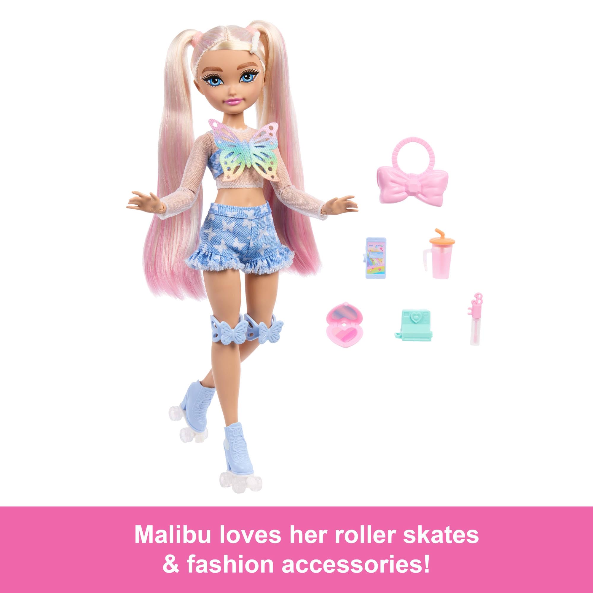 Barbie Dream Besties Malibu Roller Skate Doll & Accessories - Posable Fashion Doll for Kids 4
