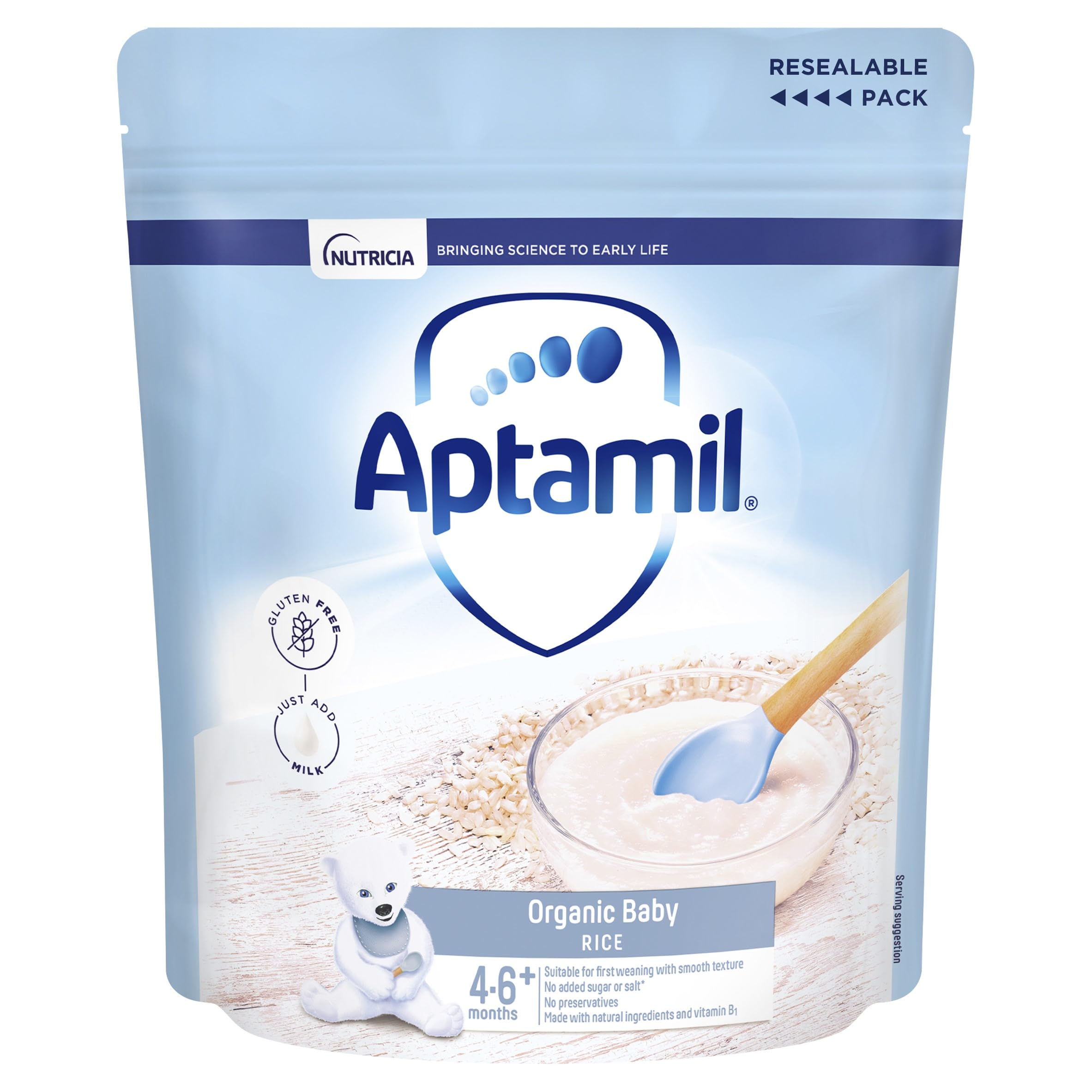 Aptamil Organic Baby Rice Cereal, 4-6+ Months, 100g (Pack of 5) 5