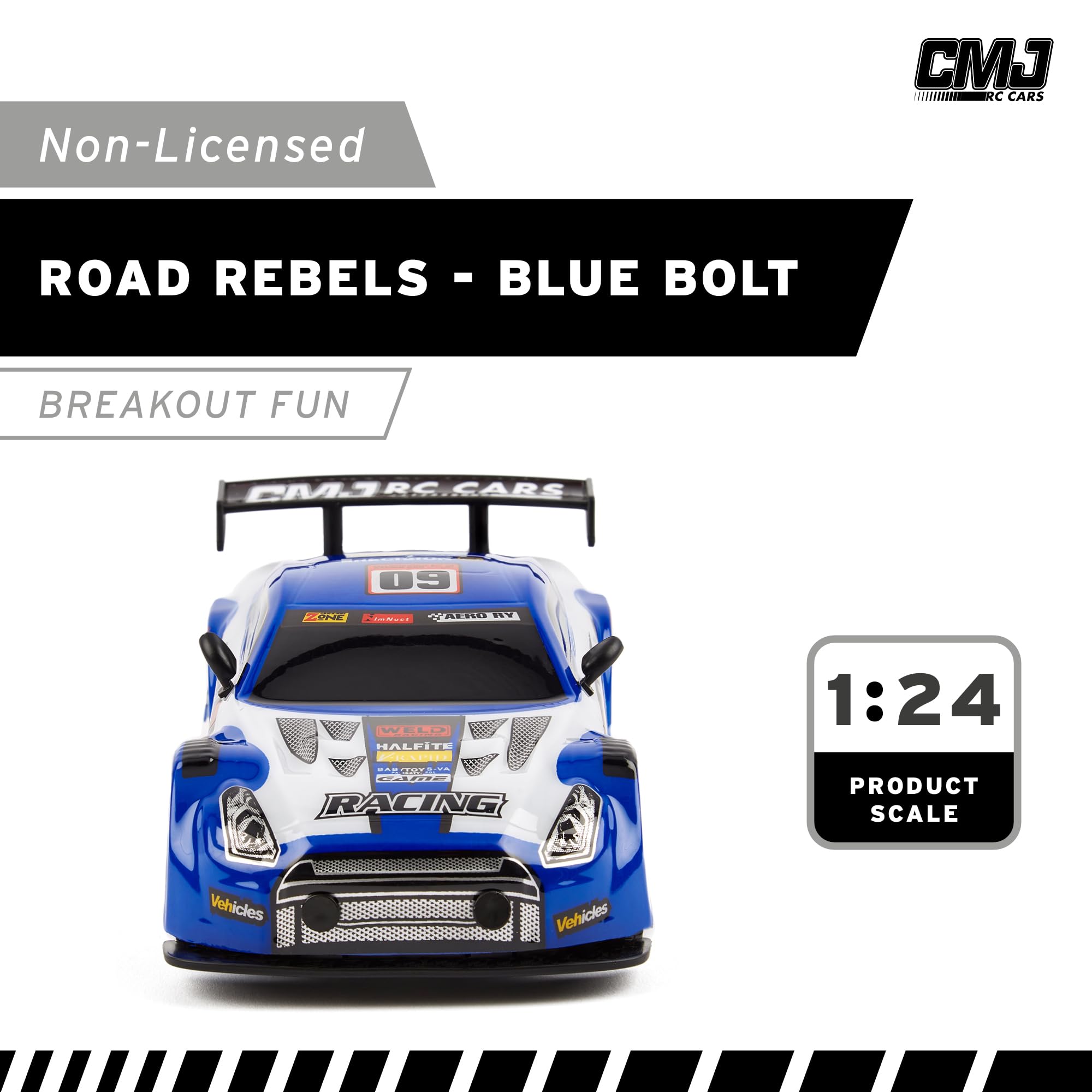 Road Rebel Blue Bolt RC Car - 1:24 Scale 2.4GHz High-Speed Remote Control Vehicle for Kids 3+ 3