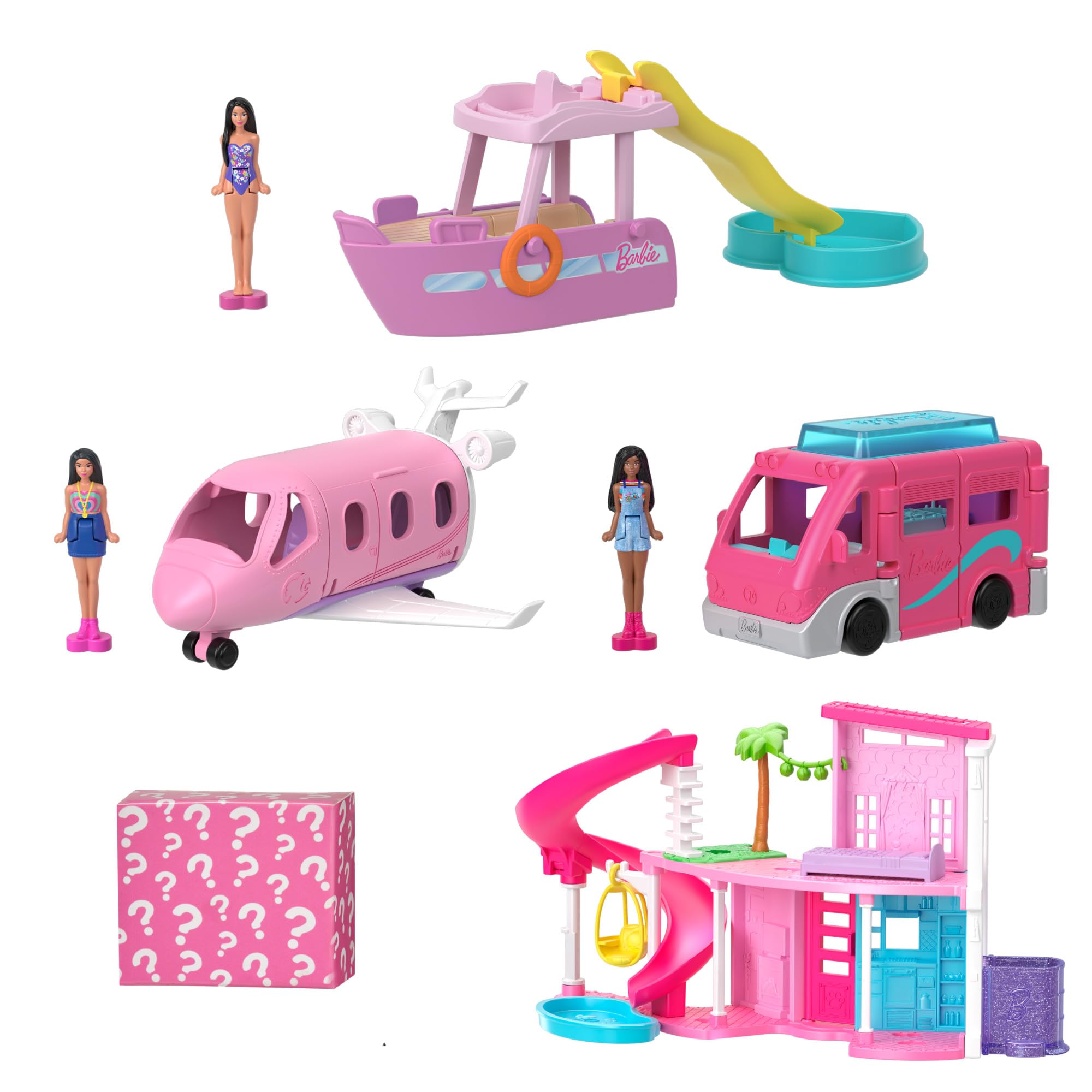 Mini BarbieLand World of Bundle - Playset with DreamHouse, 4 Dolls & 3 Vehicles 4