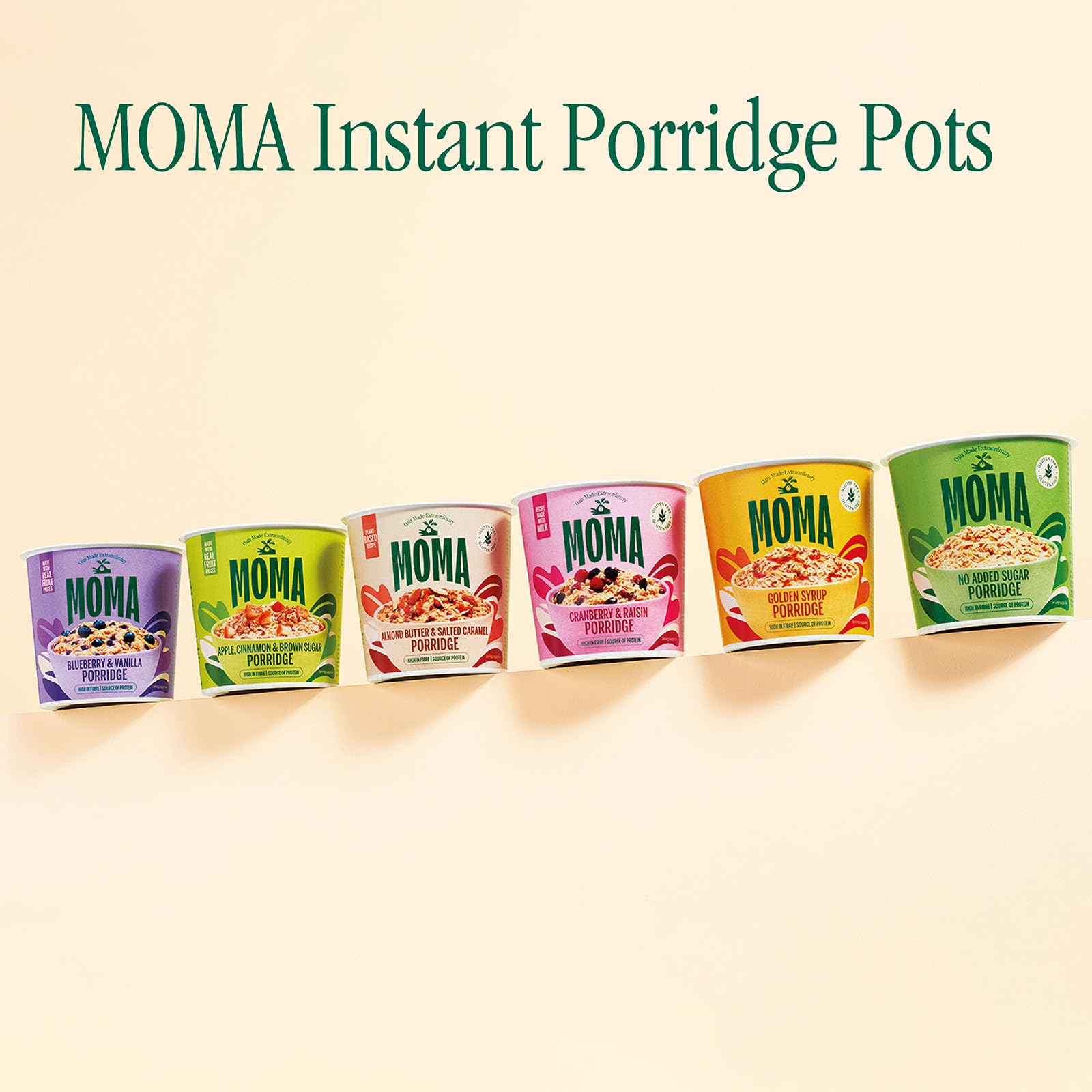 MOMA Instant Porridge Pots Golden Syrup - 12 x 70g - Gluten Free, High Fibre, Source of Protein 3