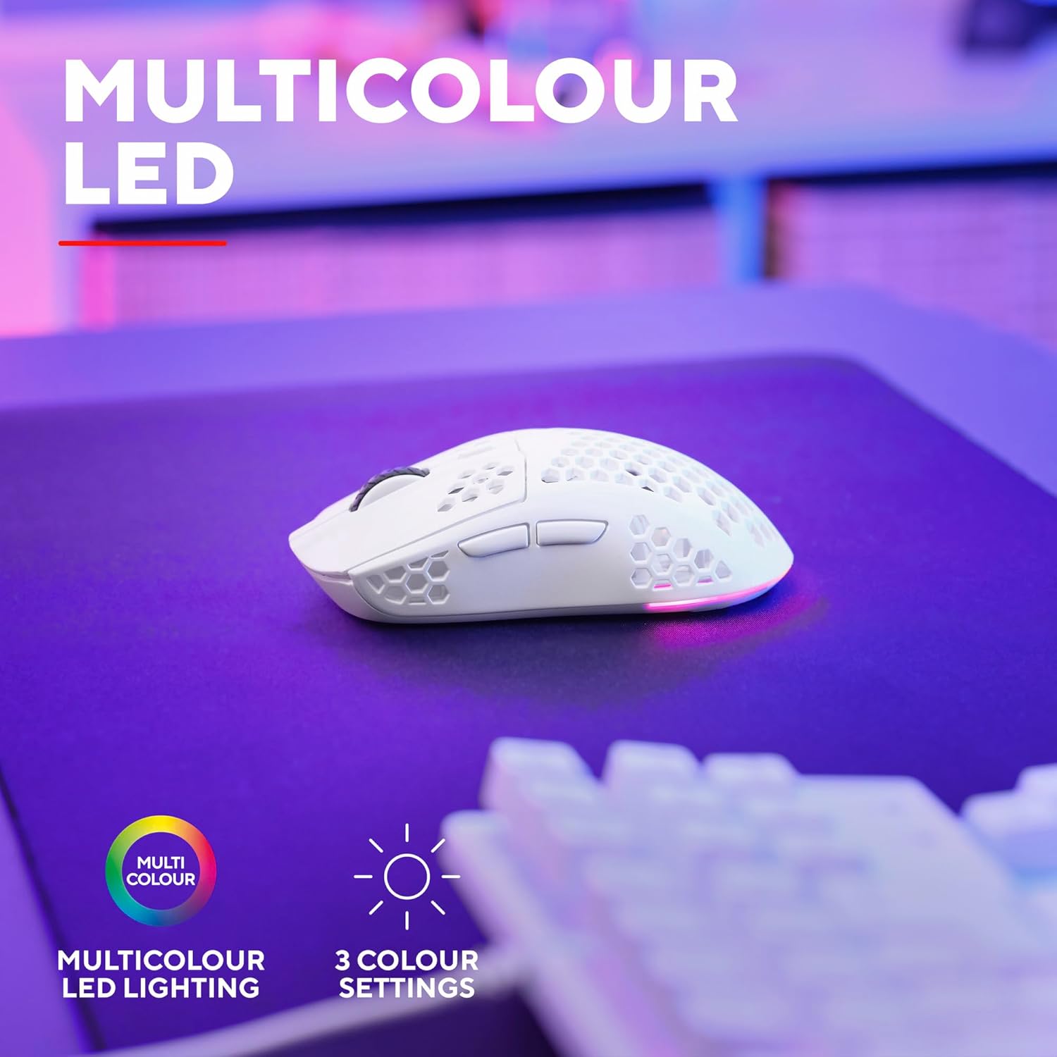 Trust GXT 929W Helox Wireless Gaming Mouse – Ultra-Lightweight 75g, 2.4GHz, Rechargeable, 800-4800 DPI, Honeycomb Design, White 8