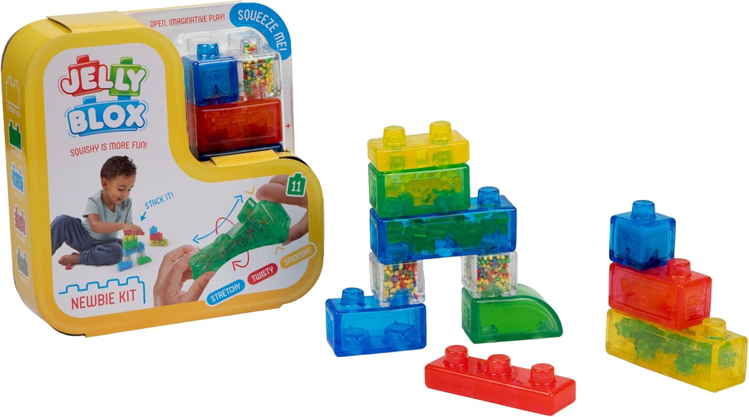 Jelly Blox Newbie Kit - Squishy Building Blocks for Toddlers 2+ 3