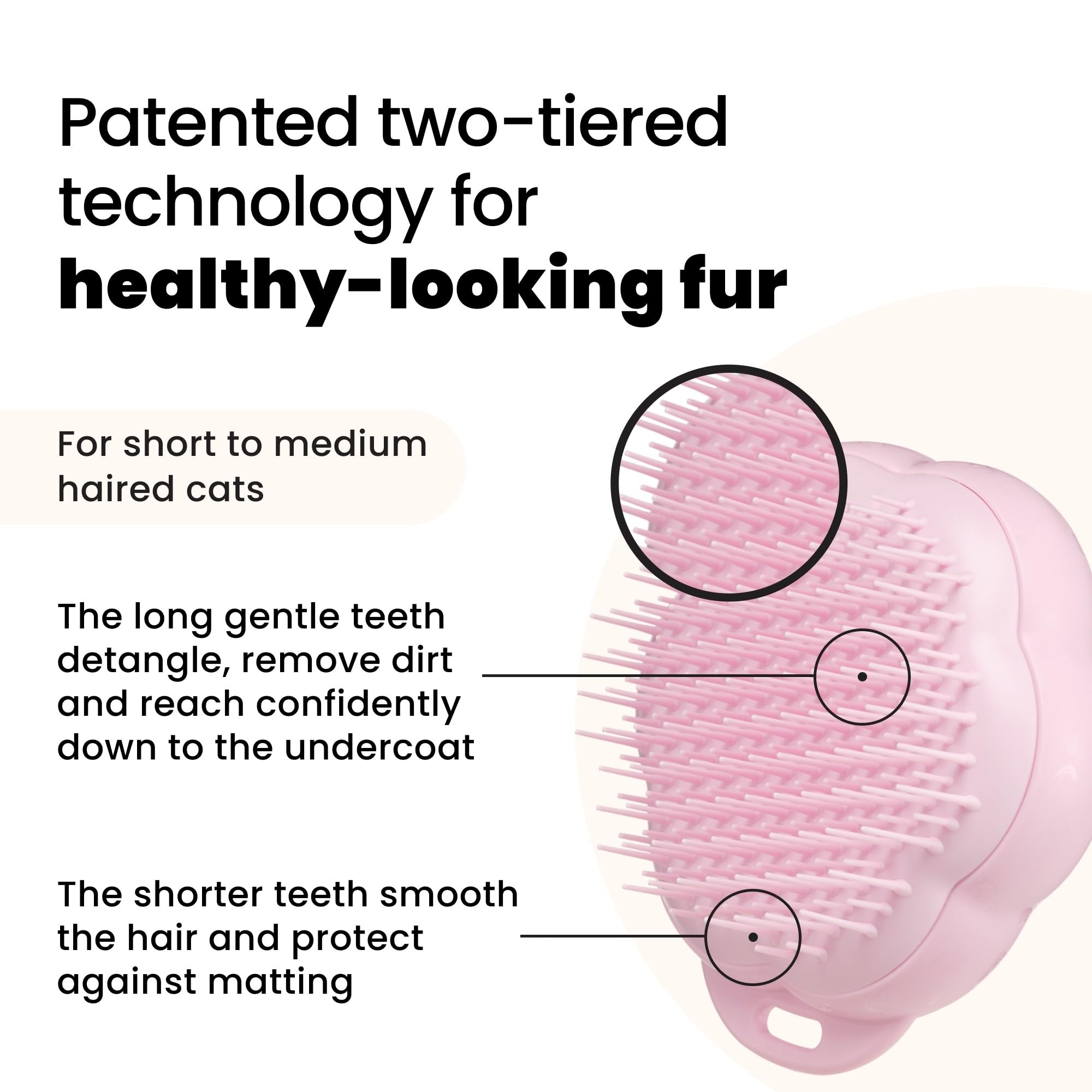 Tangle Teezer Pet Teezer Cat Brush - For Short to Medium Fur | Pink 2