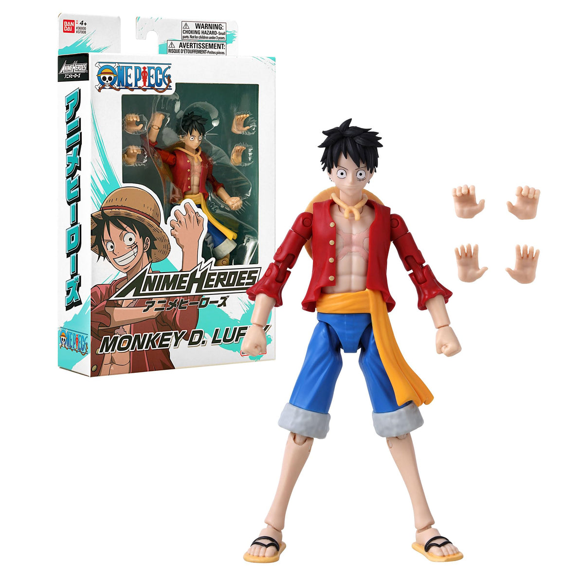 BANDAI Anime Heroes One Piece Monkey D. Luffy Action Figure | 17cm Articulated Figure with Swappable Hands