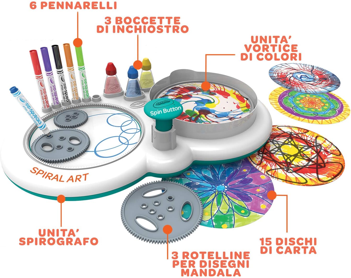 Crayola Spin and Spiral Art Station - 2-in-1 Creative Craft Kit for Kids Ages 6+