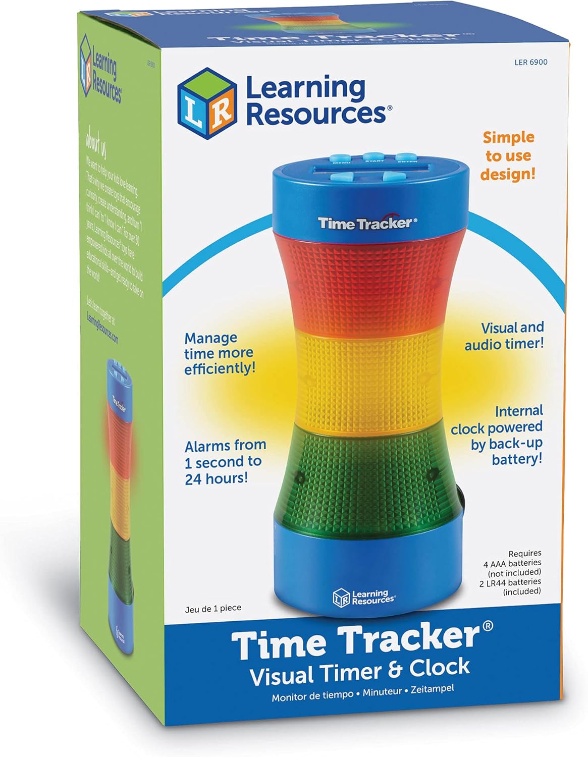 Learning Resources Time Tracker® Visual Timer & Clock - Classroom Timer with Lights & Sounds