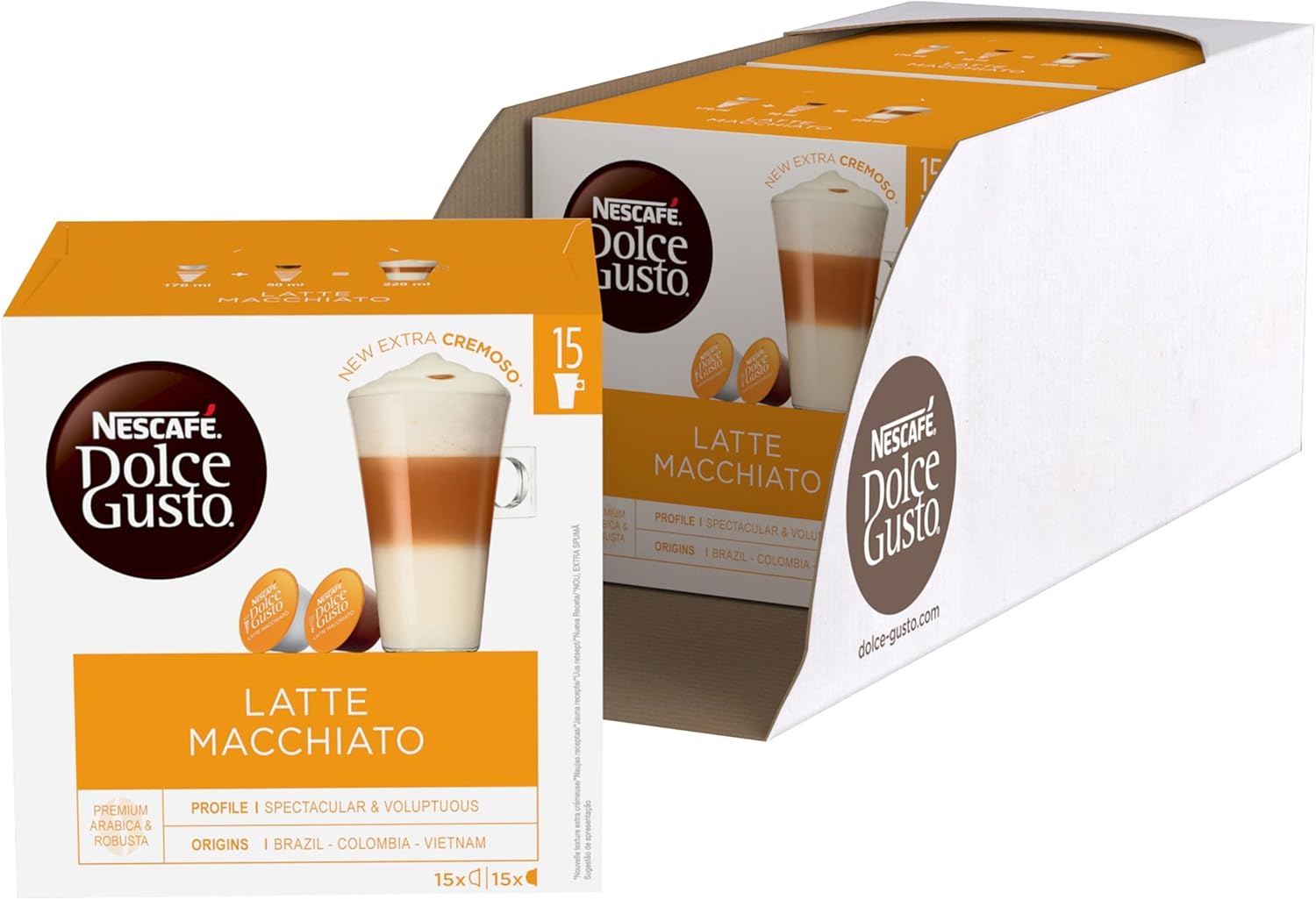 NESCAFÉ Dolce Gusto Latte Macchiato Coffee Pods (Pack of 3, 90 Capsules)