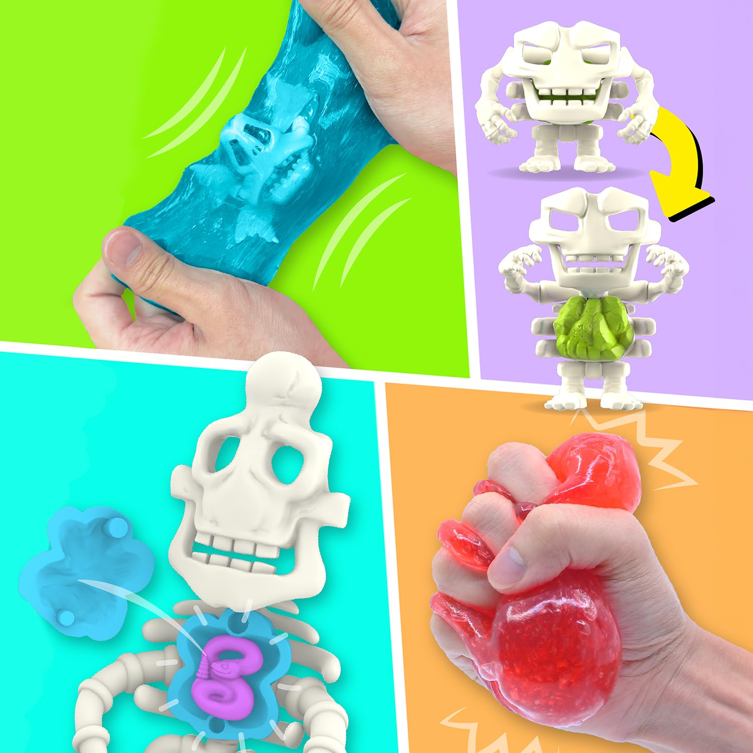 Gooblins 2 Pack - Stretch, Squeeze & Build Slime Alien Skeleton Puzzle 7