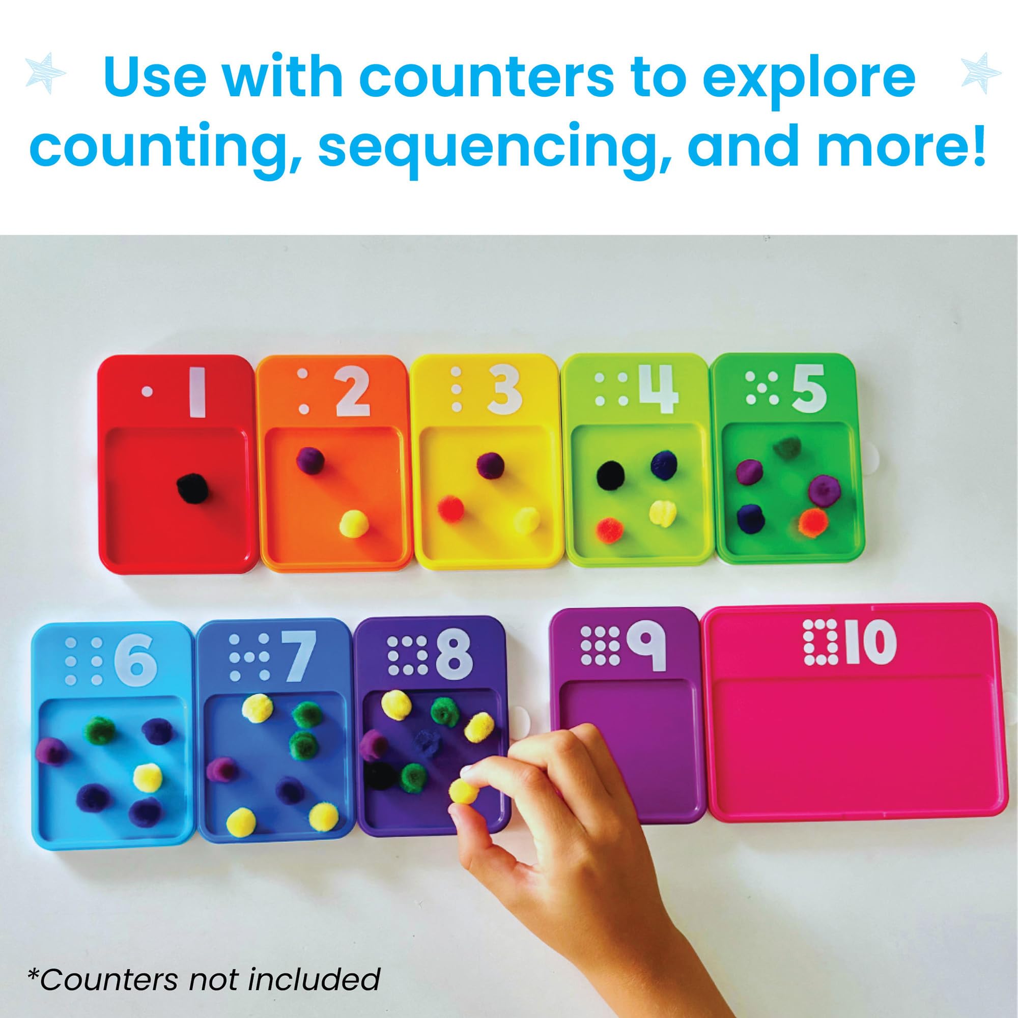 hand2mind Sensory Number Trays Set - Counting & Tracing for Ages 3+ | Recycled Plastic 4