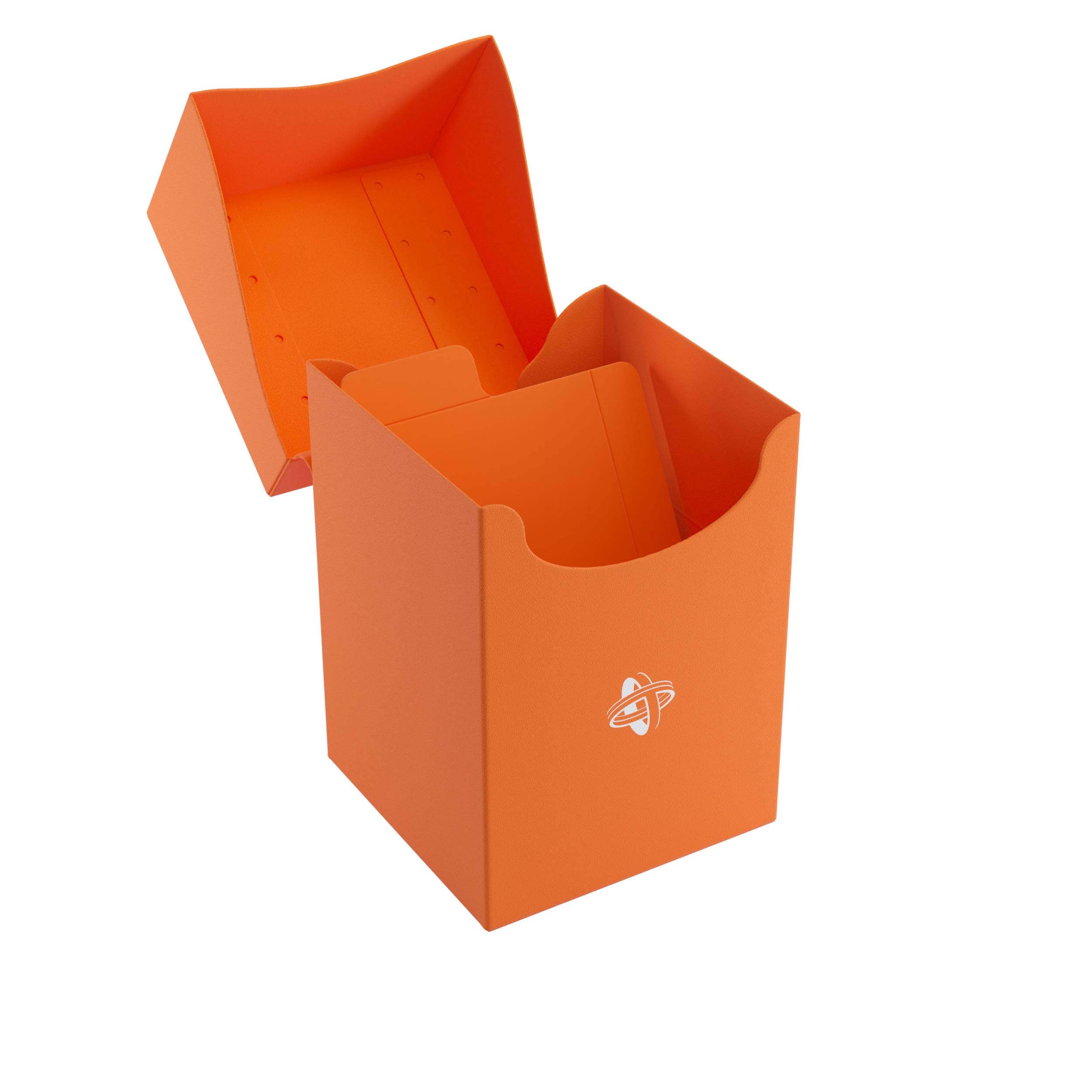 Gamegenic 100-Card Deck Holder - Orange | Self-Locking Lid | Cobra Neck Access