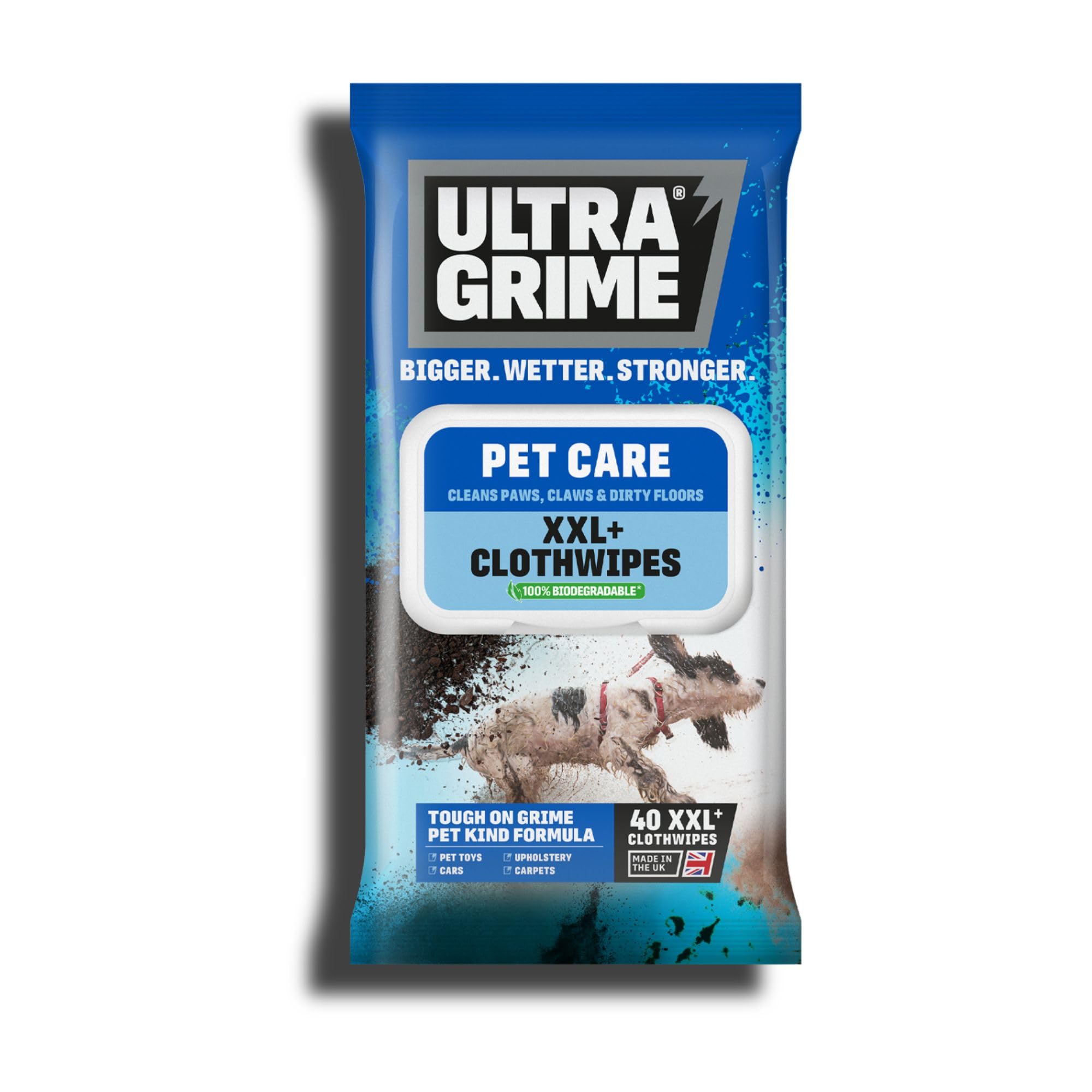 UltraGrime Pet Cleaning Wipes for Dogs & Cats - Extra Large, 40 Count, No Scent 1