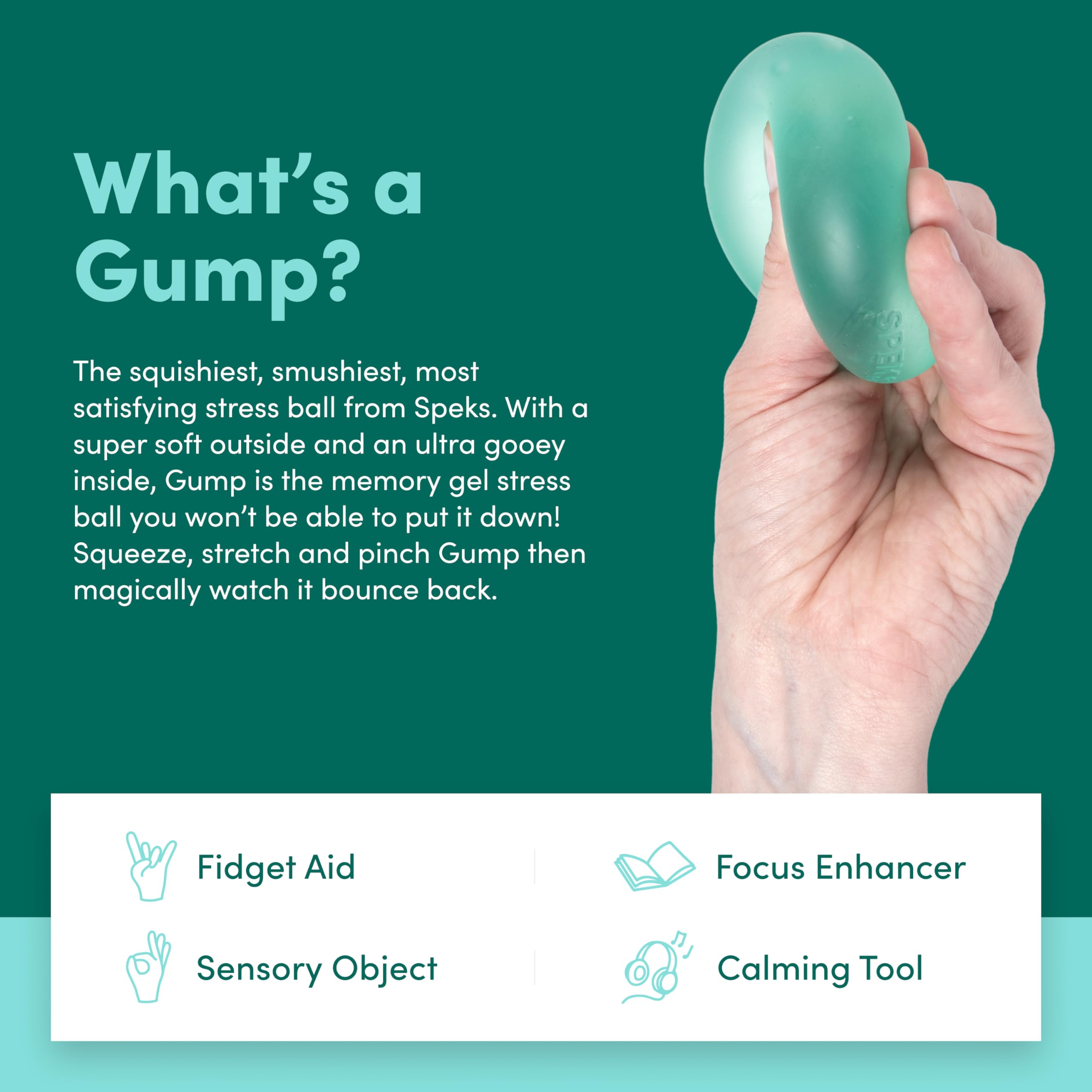 Speks Gump Stress Balls - Silky Soft Memory Gel Squishy Fidget Toy for Adults and Teens 14+ | Sea Glass 4