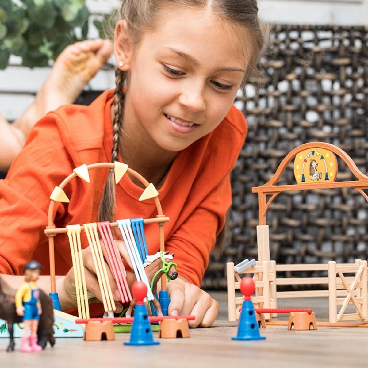 Schleich 42481 Pony Agility Training Playset - Farm World Animal Figures for Kids 3+ 3