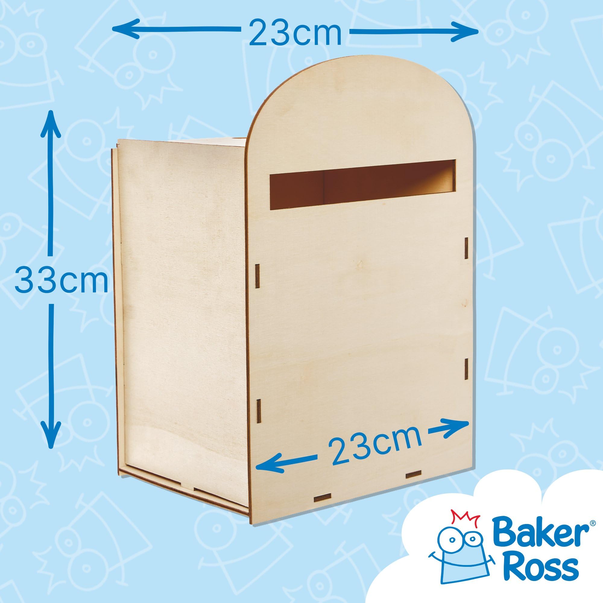 Baker Ross FX846 Wood Craft Post Box Kit - Paintable & Customizable | Assembled Size 23x23x33cm | 1 Kit 3