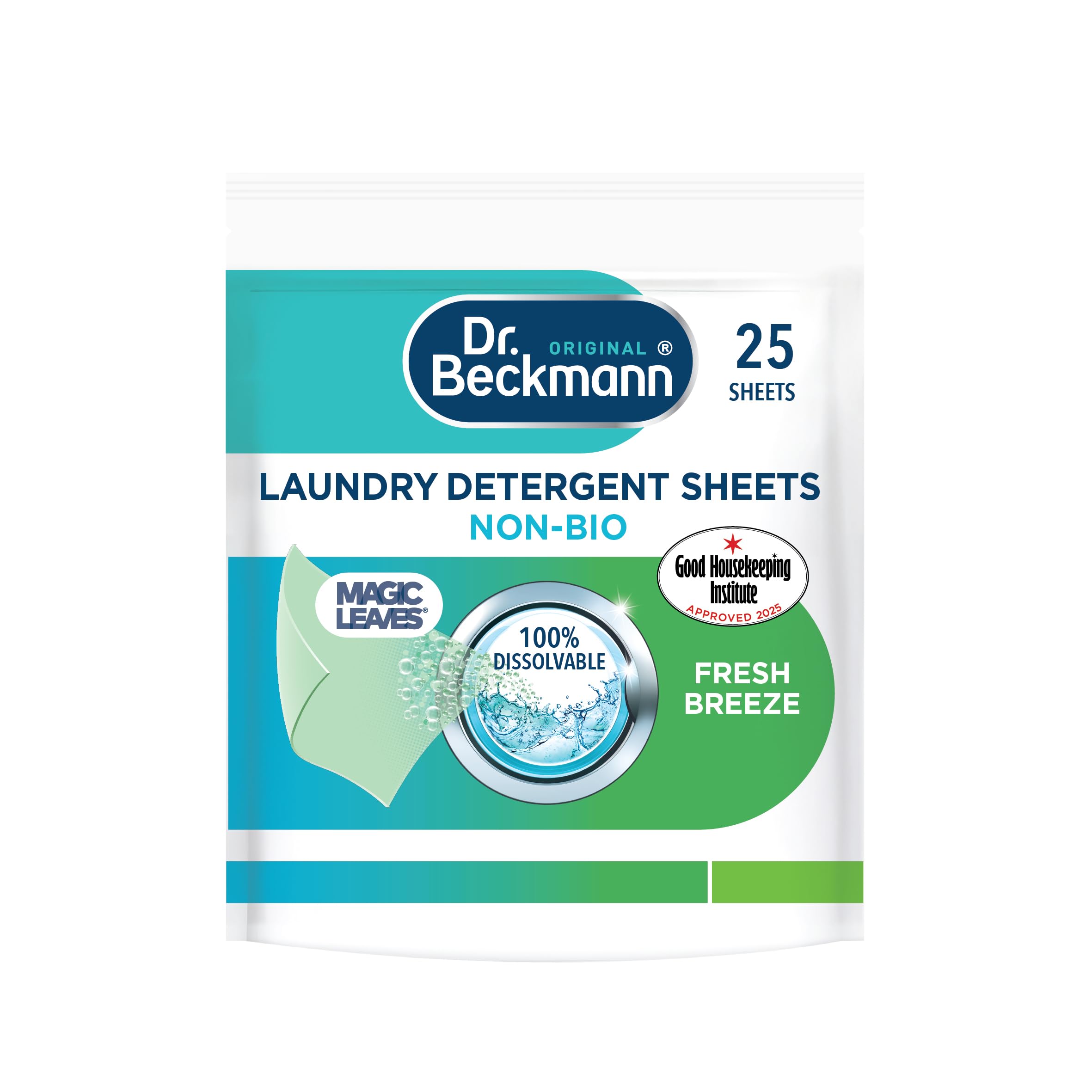 Dr. Beckmann MAGIC LEAVES NON-BIO Laundry Detergent Sheets - Spring Fresh Scent | 25 Count