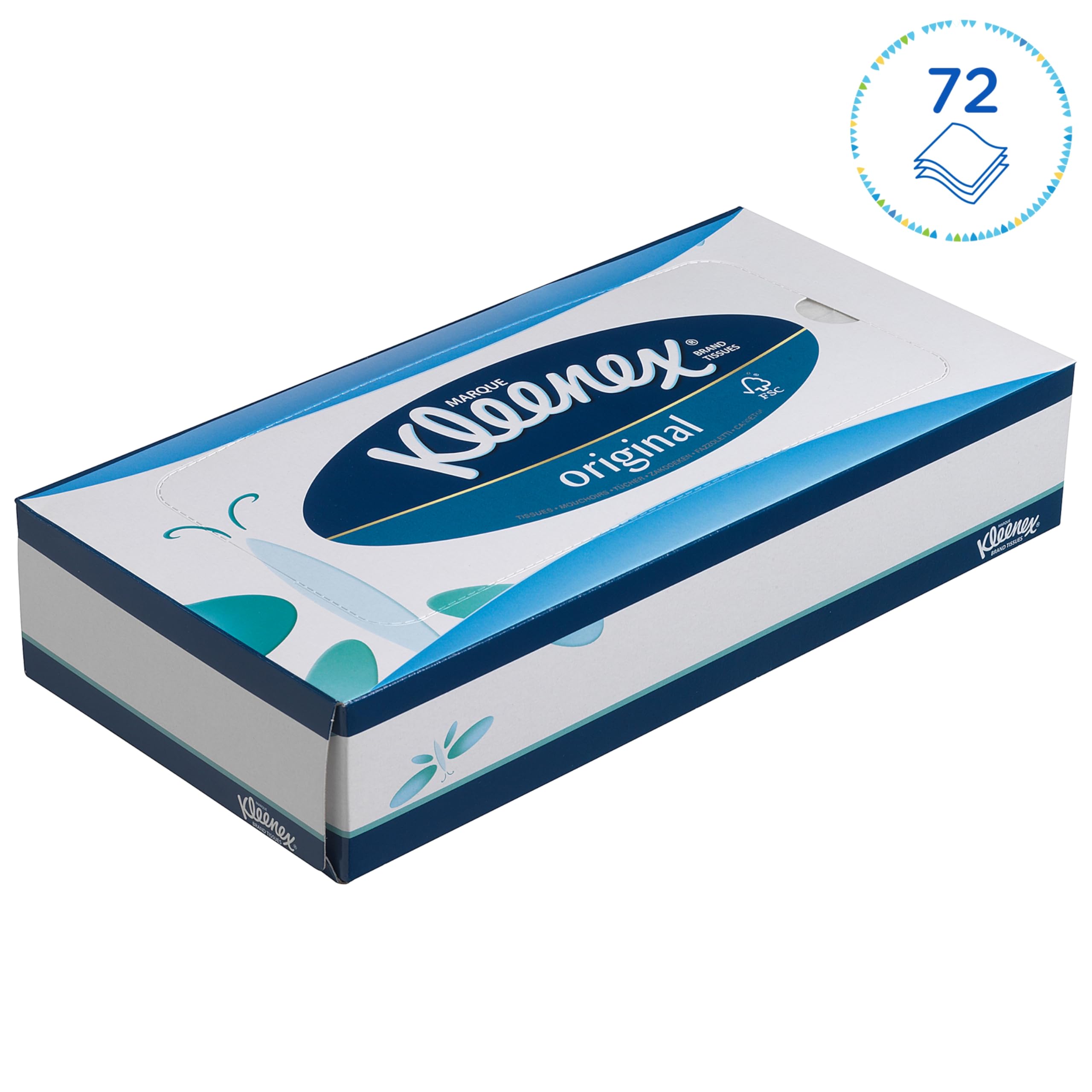 Kleenex Facial Tissues - 3-Ply Soft & Strong White Tissues | 12 Boxes of 72 Tissues 3