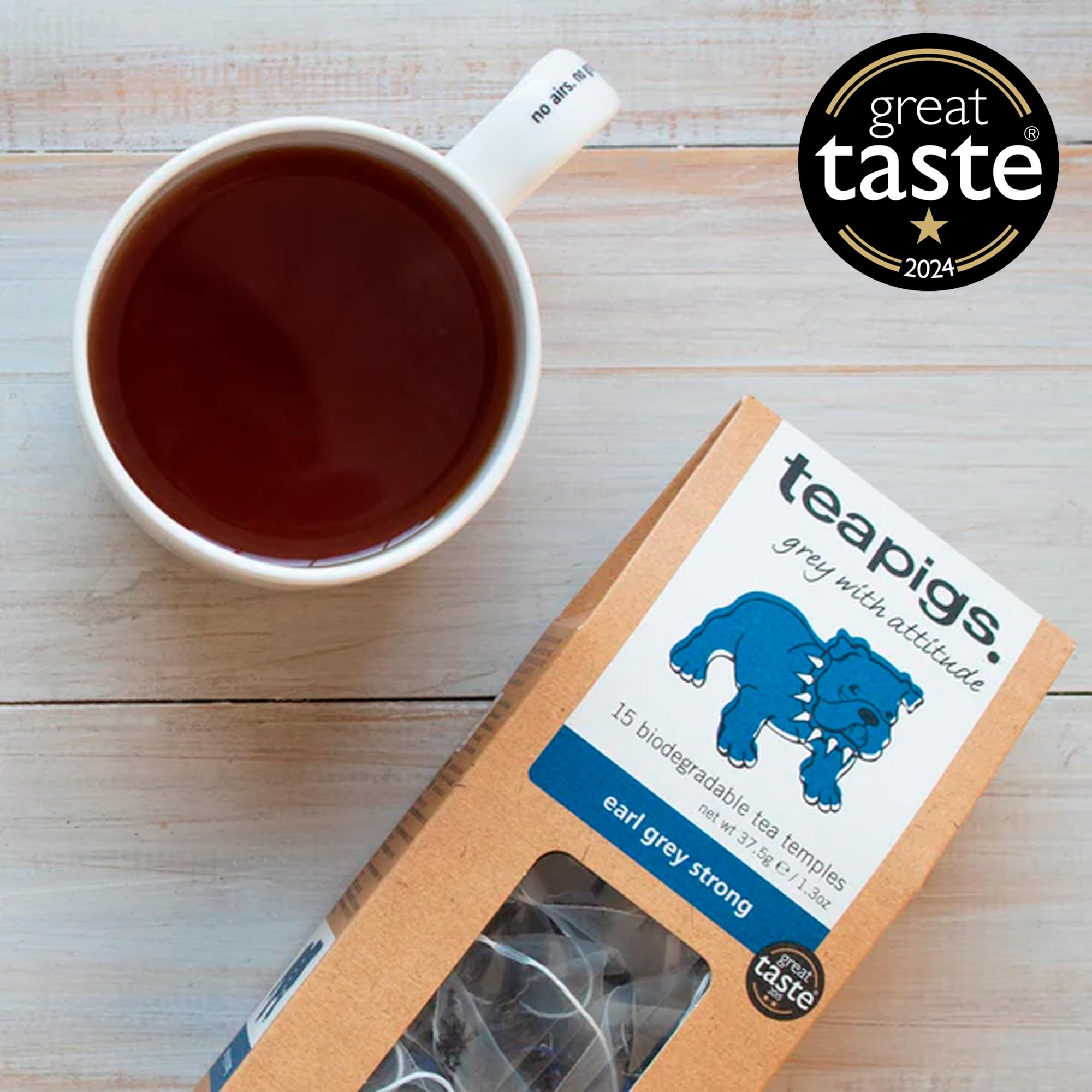 Tea Pigs Earl Grey Strong Tea 15 Bags - Bold Assam Black Tea with Bergamot