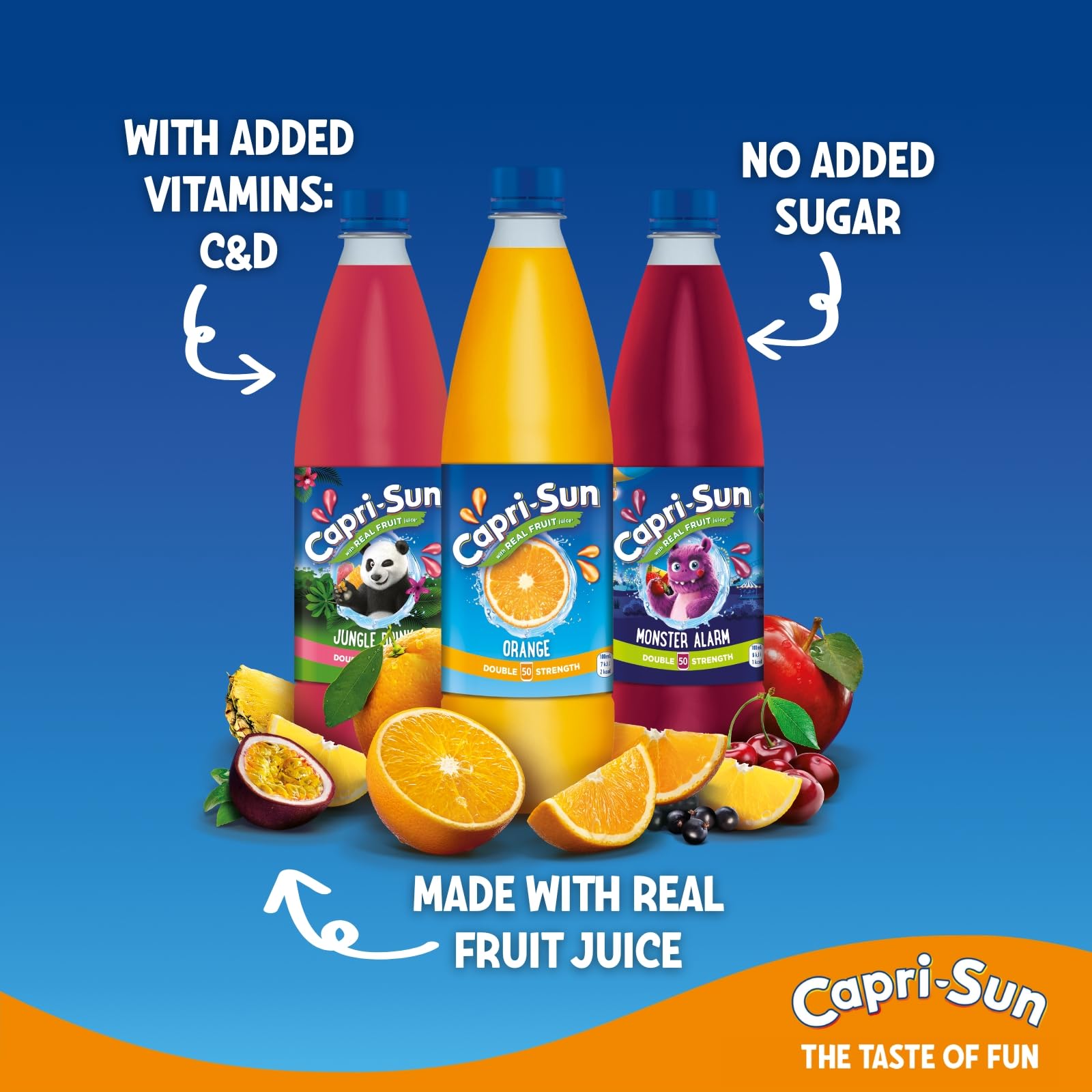 Capri-Sun Double Strength Orange Squash (1 Litre) - No Added Sugar - Made with Real Fruit Juice