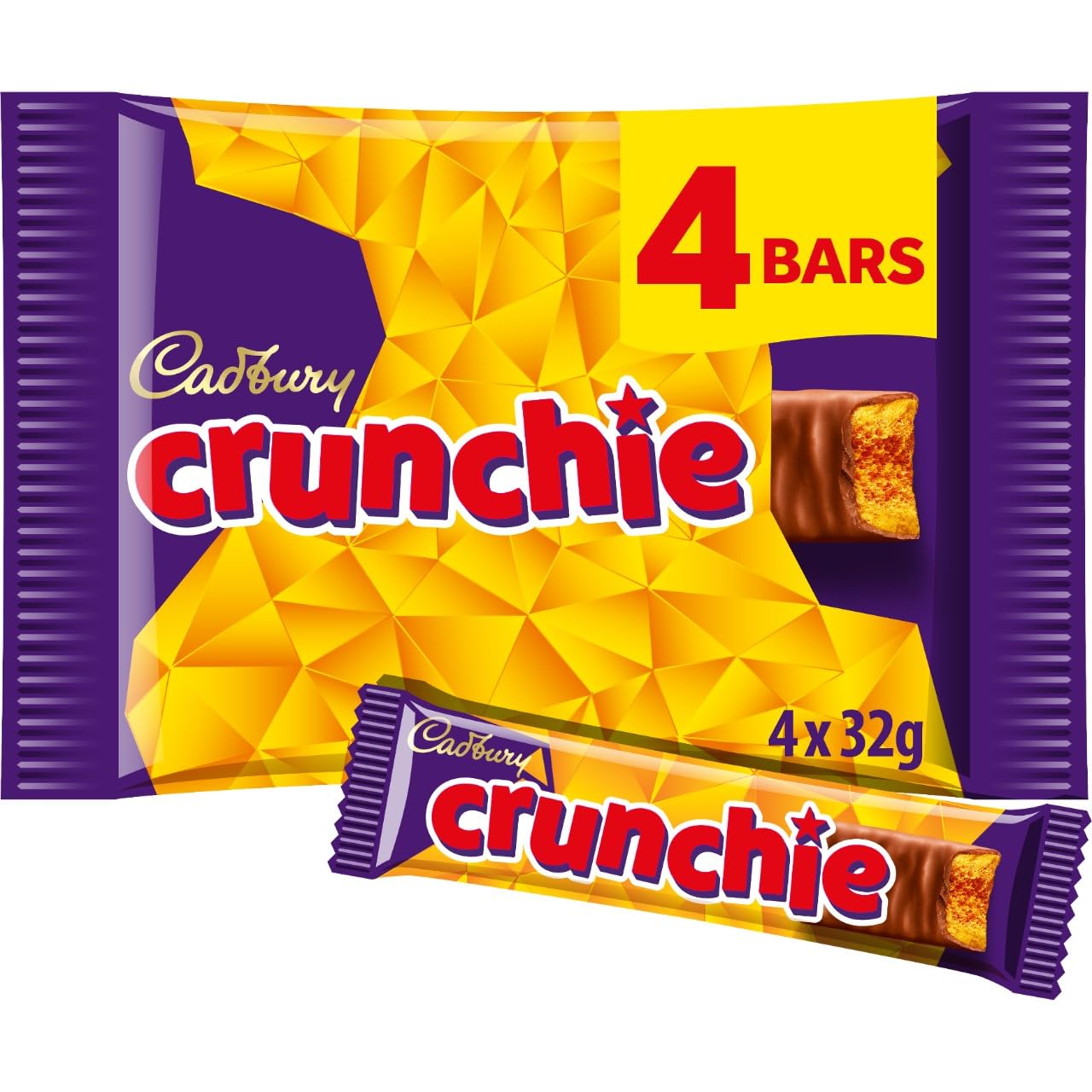 Cadbury Crunchie Milk Chocolate Bar with Honeycomb Centre - 4 x 32g Multipack 4