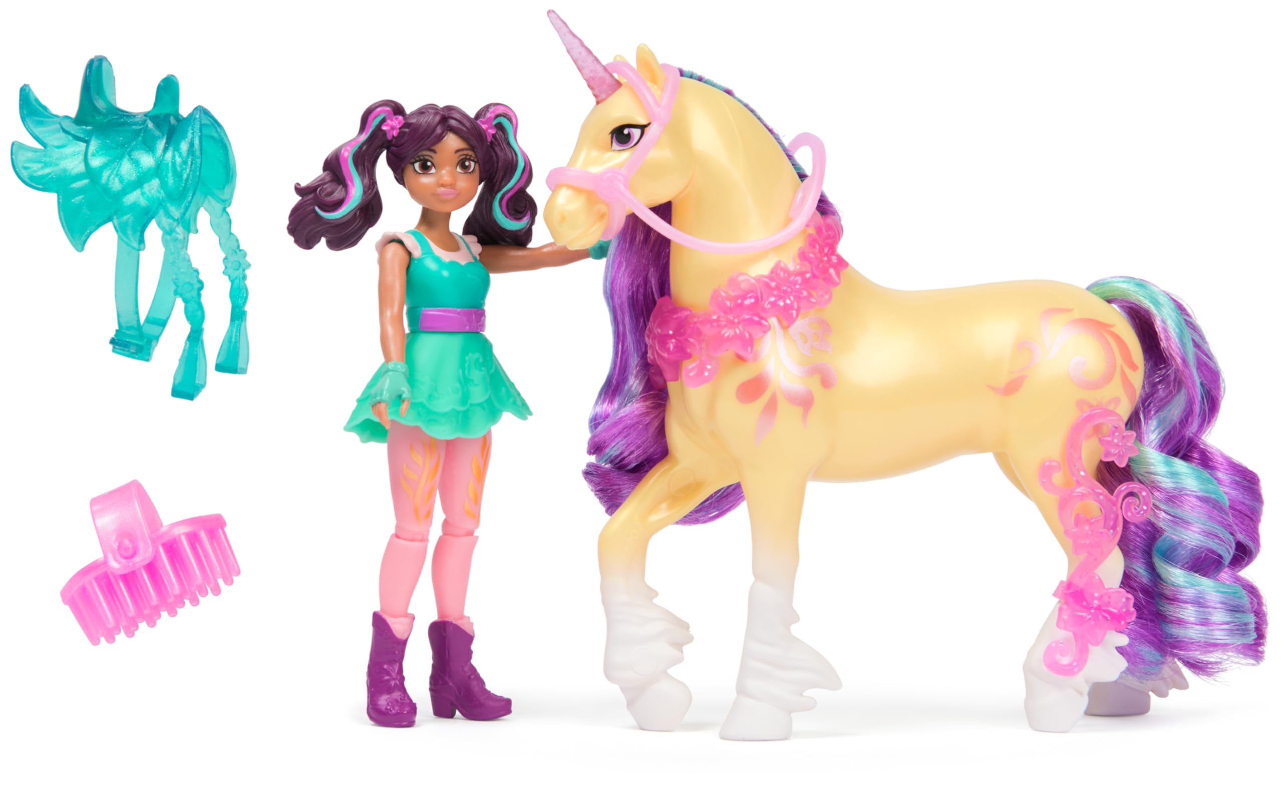 Unicorn Academy, Ava & Leaf Power of Friendship Set with Translucent Saddle