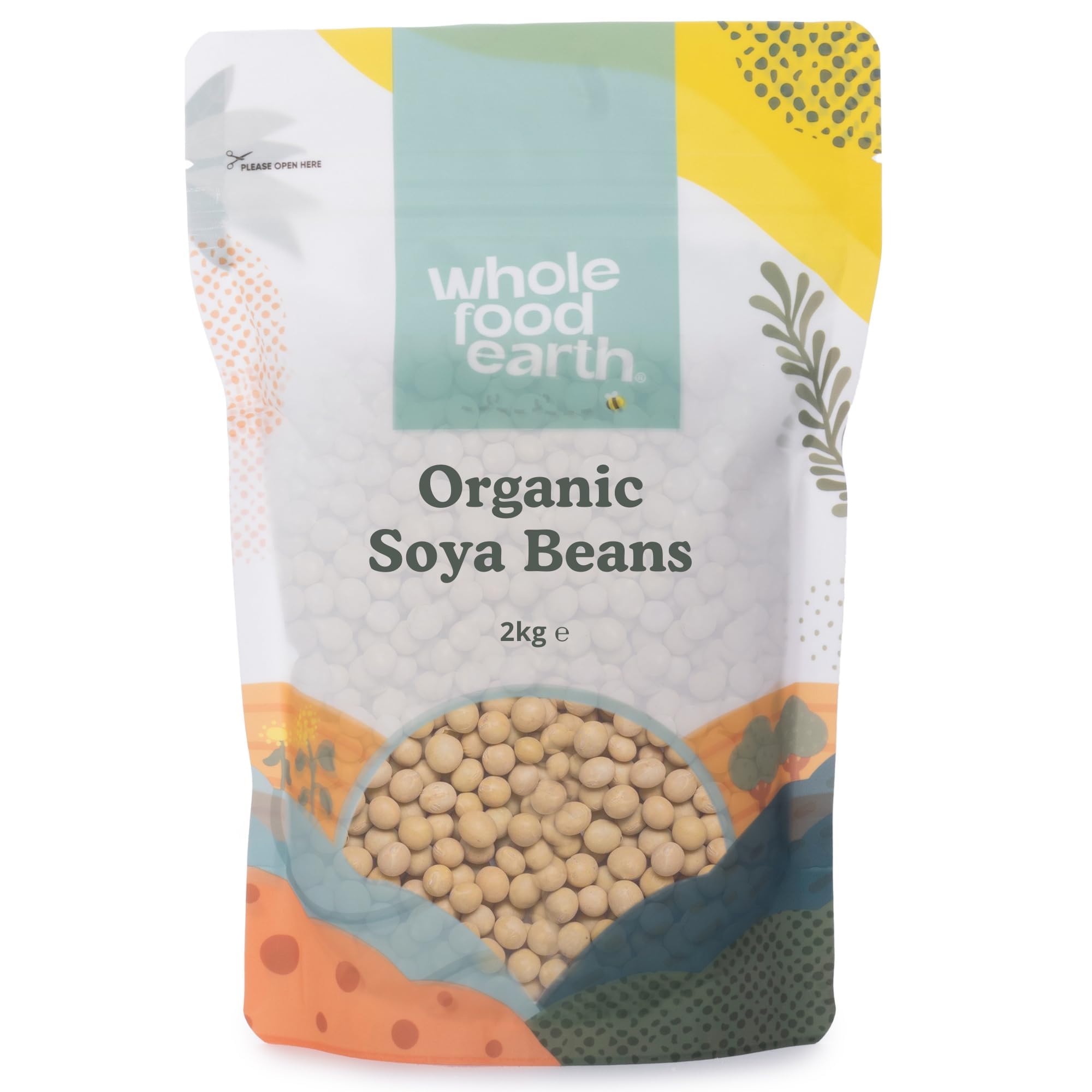 Wholefood Earth Organic Soya Beans 2kg - GMO Free, High Fibre, Vegan